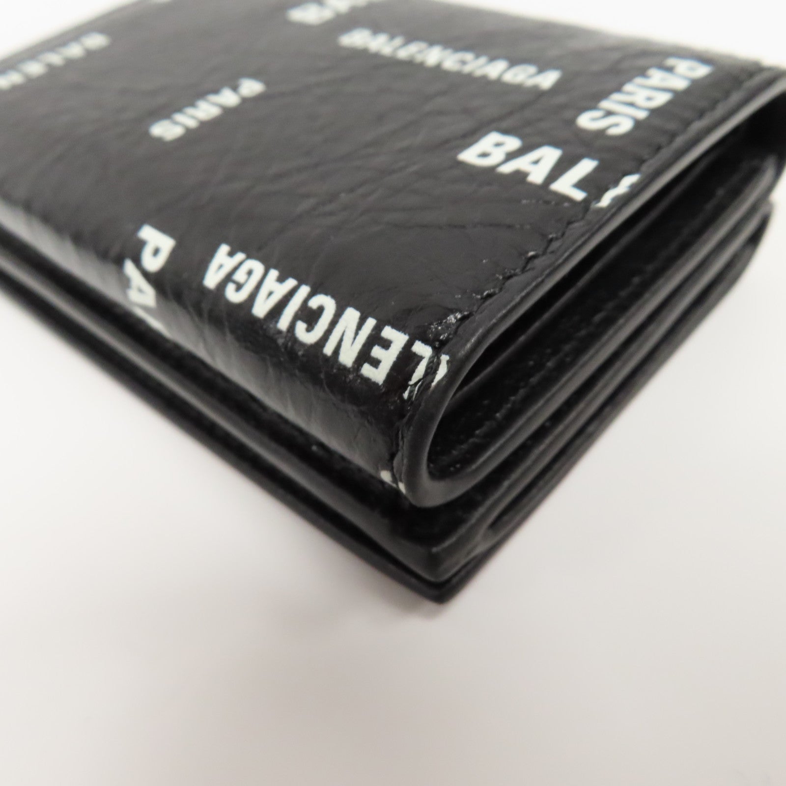 BALENCIAGA 牛皮皮革Mini Wallet銀扣鈕扣錢包黑色