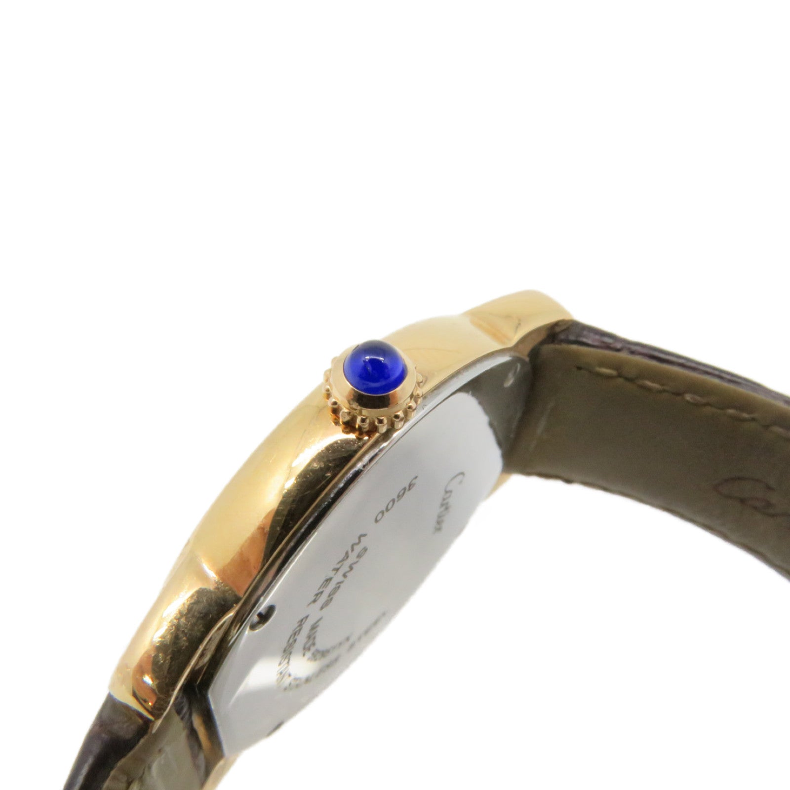 CARTIER 鱷魚皮革Ronde Solo 18K黃金/不鏽鋼手錶石英機芯白色