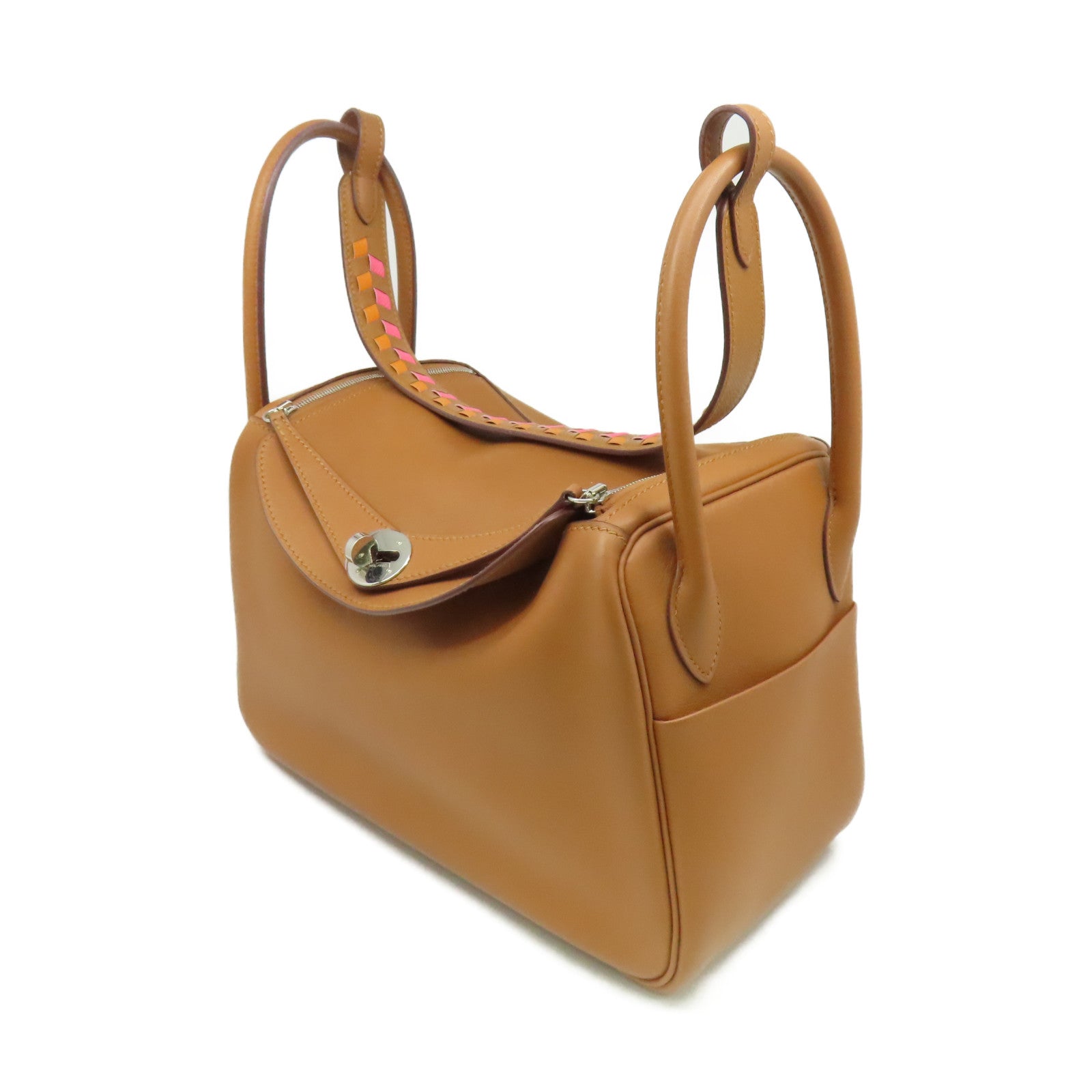 HERMES Swift皮革Lindy 26 Shoulder Bag銀扣肩背袋Gold/金棕色