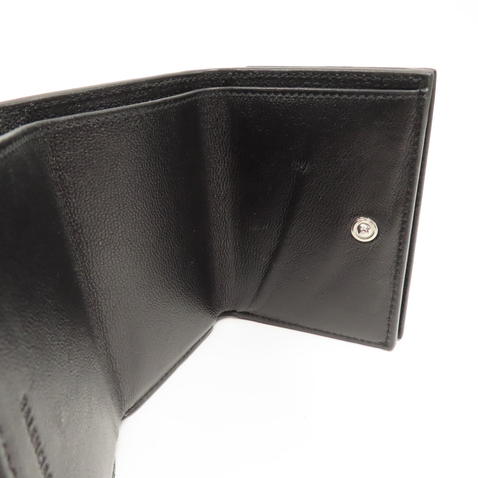 BALENCIAGA 牛皮皮革Mini Wallet銀扣鈕扣錢包黑色