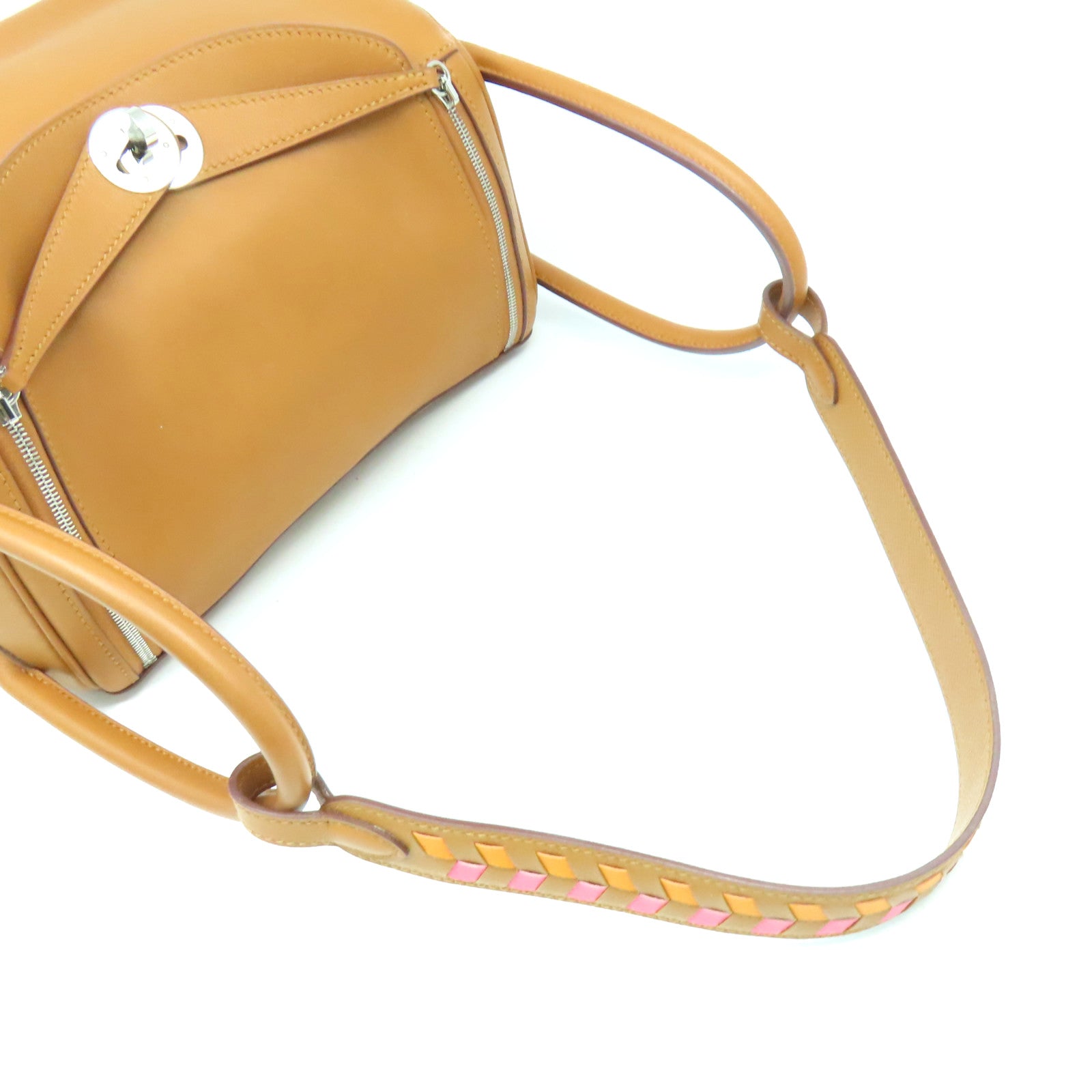 HERMES Swift皮革Lindy 26 Shoulder Bag銀扣肩背袋Gold/金棕色