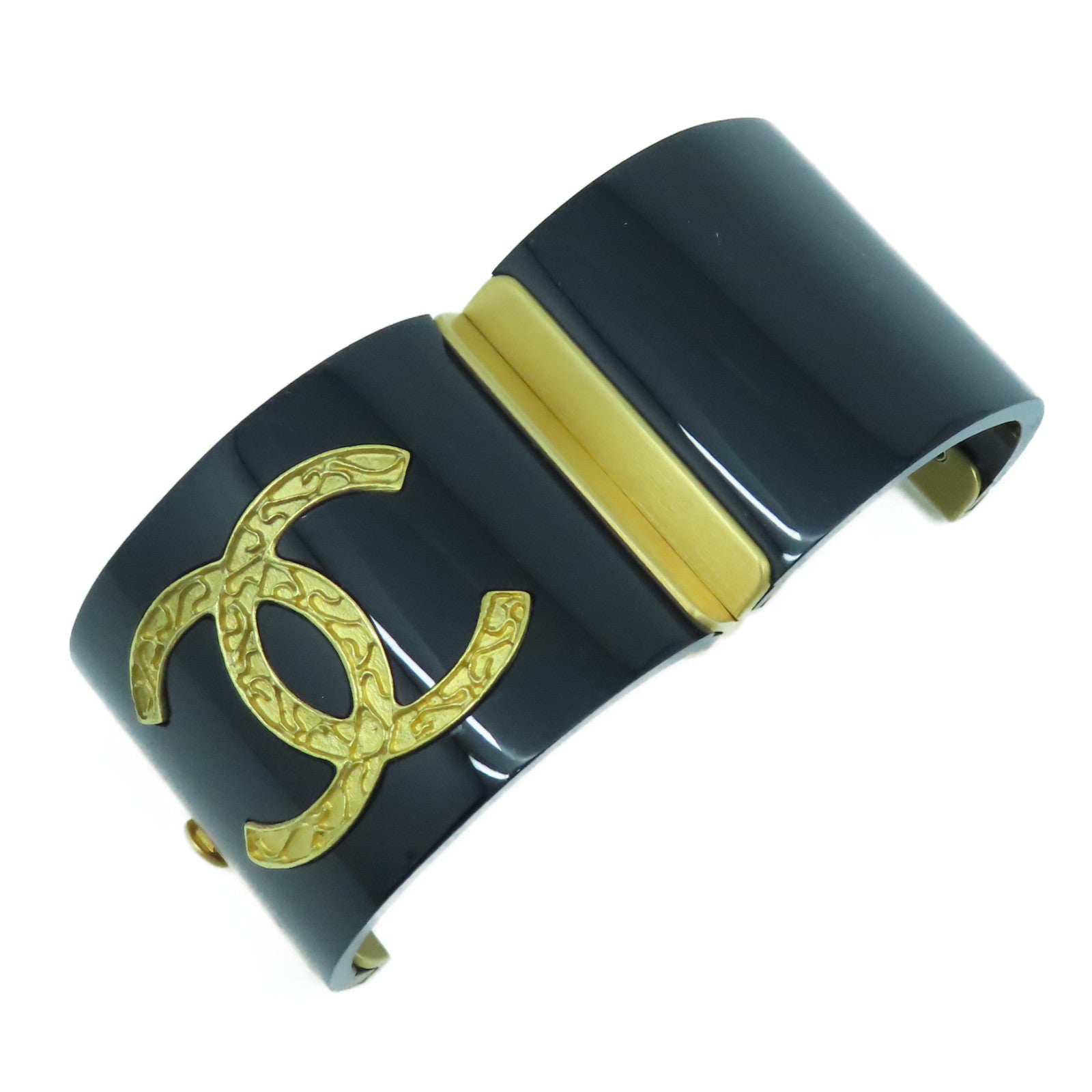 CHANEL 金屬Bangle手鐲黑色/金色
