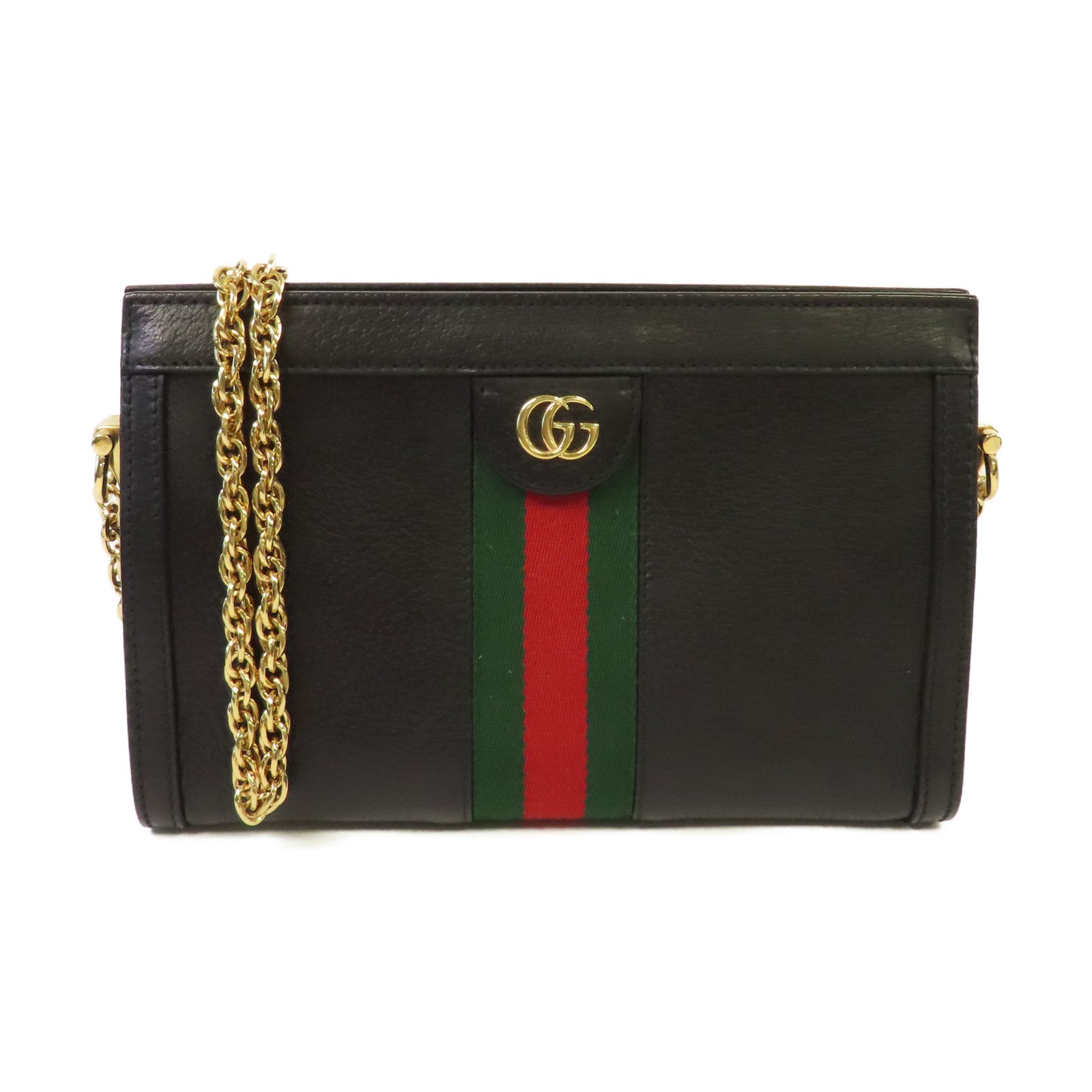 GUCCI 牛皮皮革Ophidia GG Shoulder Bag鏈帶肩背袋黑色