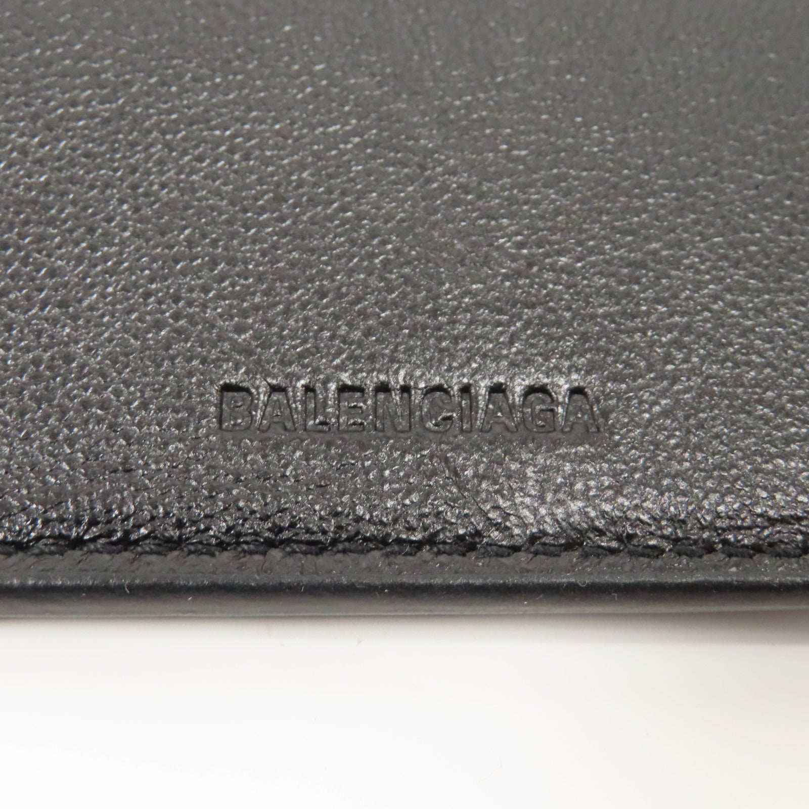 BALENCIAGA 牛皮皮革Mini Wallet銀扣鈕扣錢包黑色