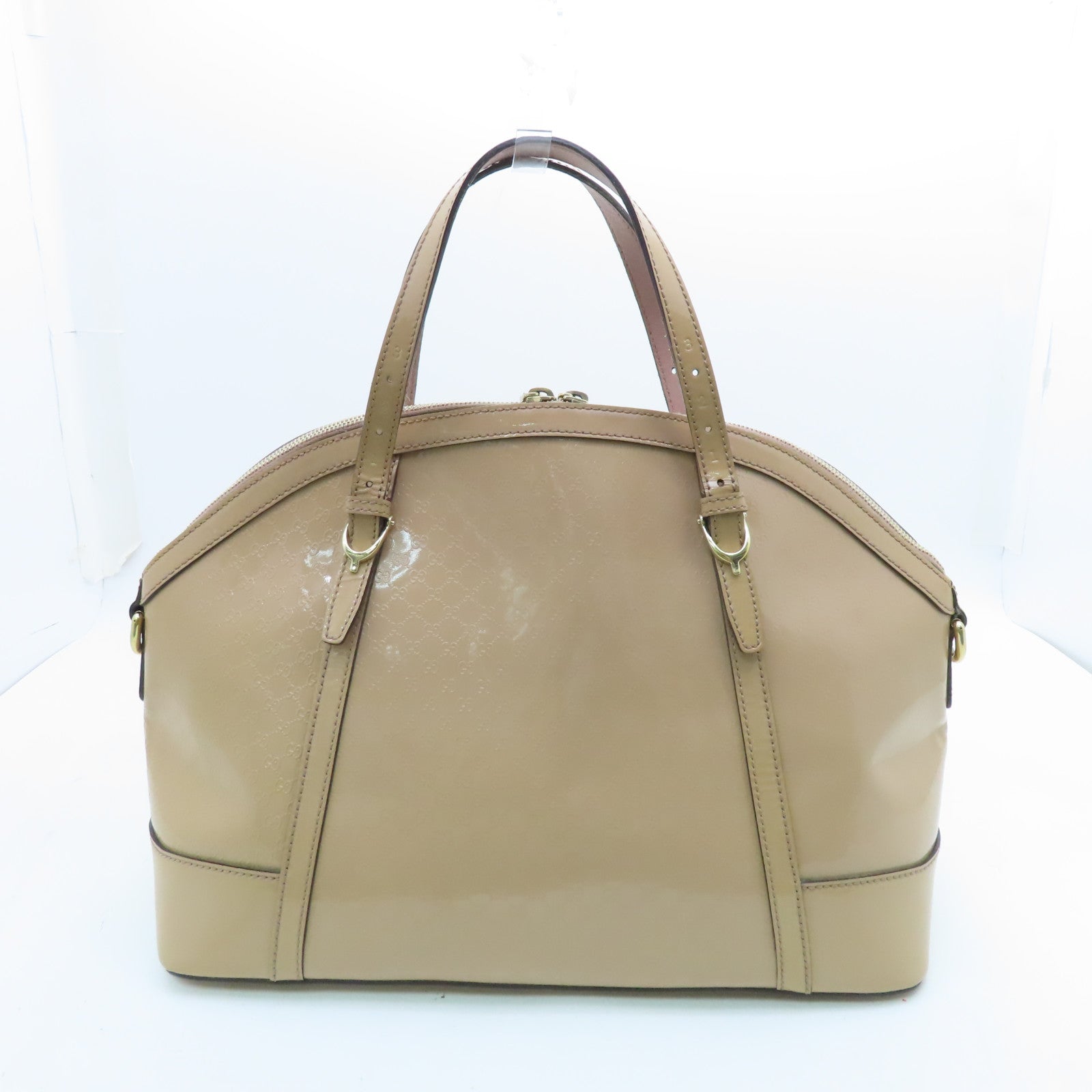 GUCCI patent leather 2way Shoulder Bag gold buckle handle shoulder bag beige
