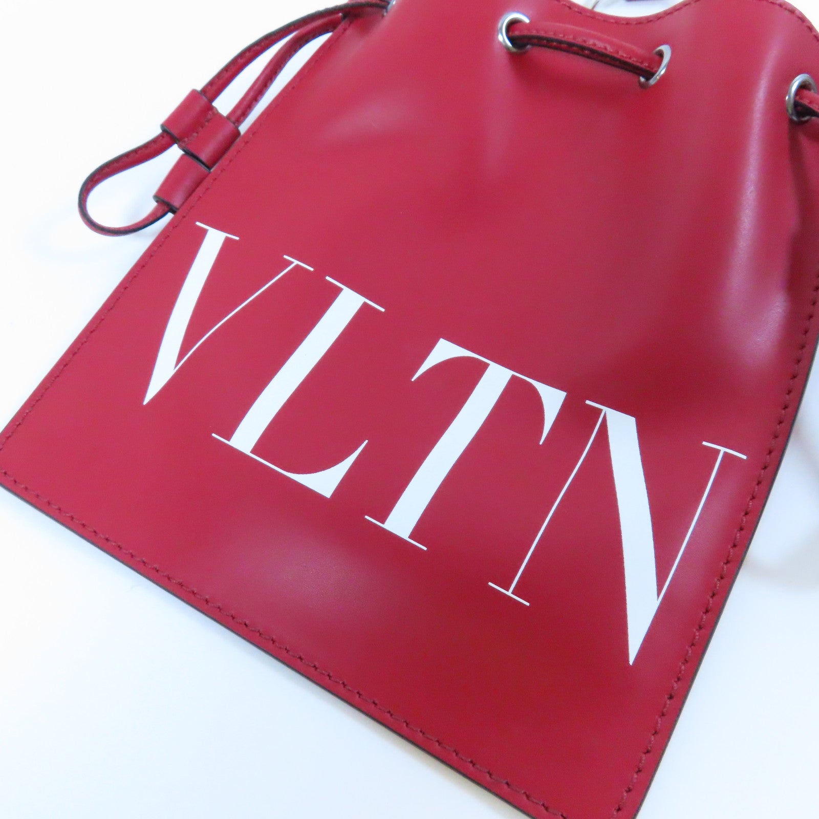 Valentino 牛皮皮革Shoulder Bag銀扣肩背袋紅色