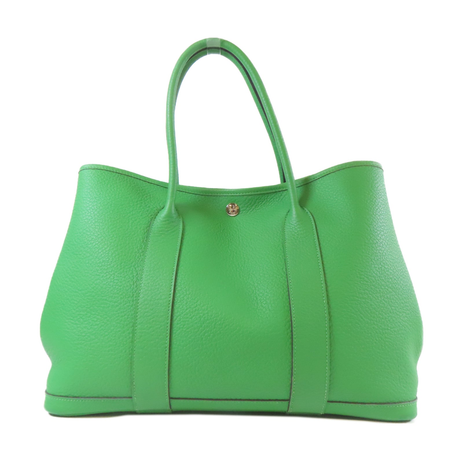 HERMES Negonda皮革GardenParty PM銀扣手挽袋綠色