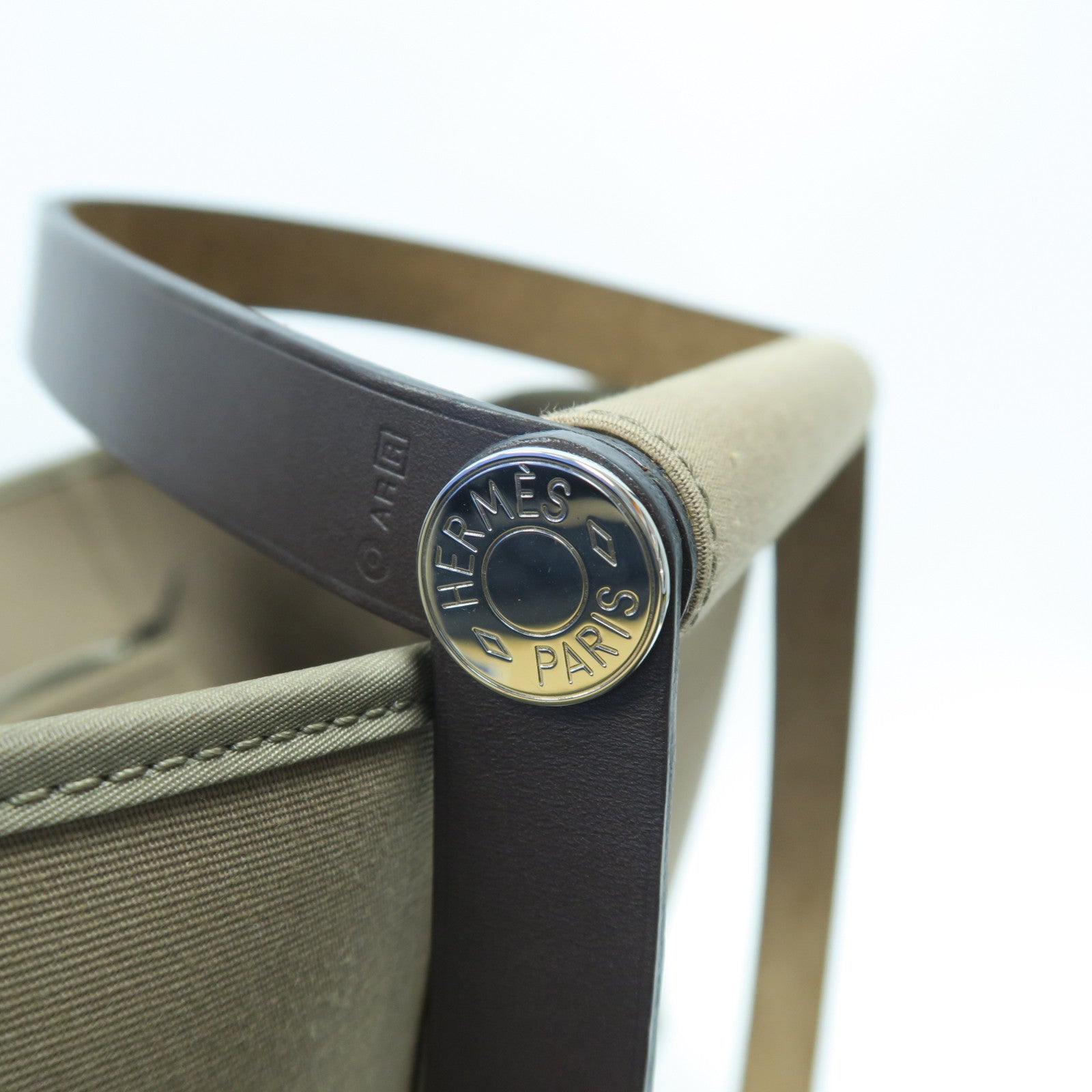 HERMES 帆布Cabag銀扣手挽肩背兩用袋Etoupe大象灰色