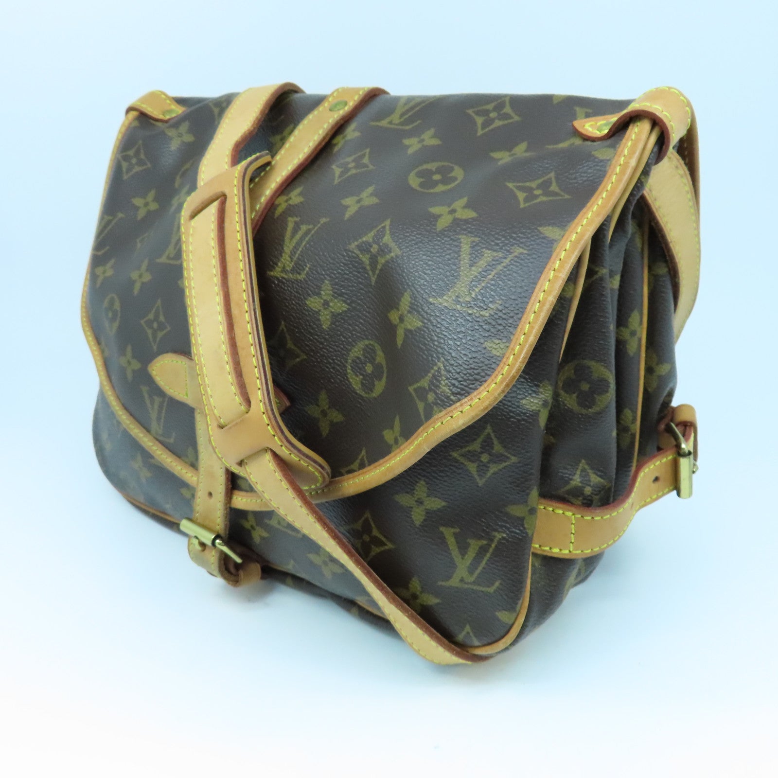 LOUIS VUITTON Monogram Saumur 30金扣肩背袋啡色