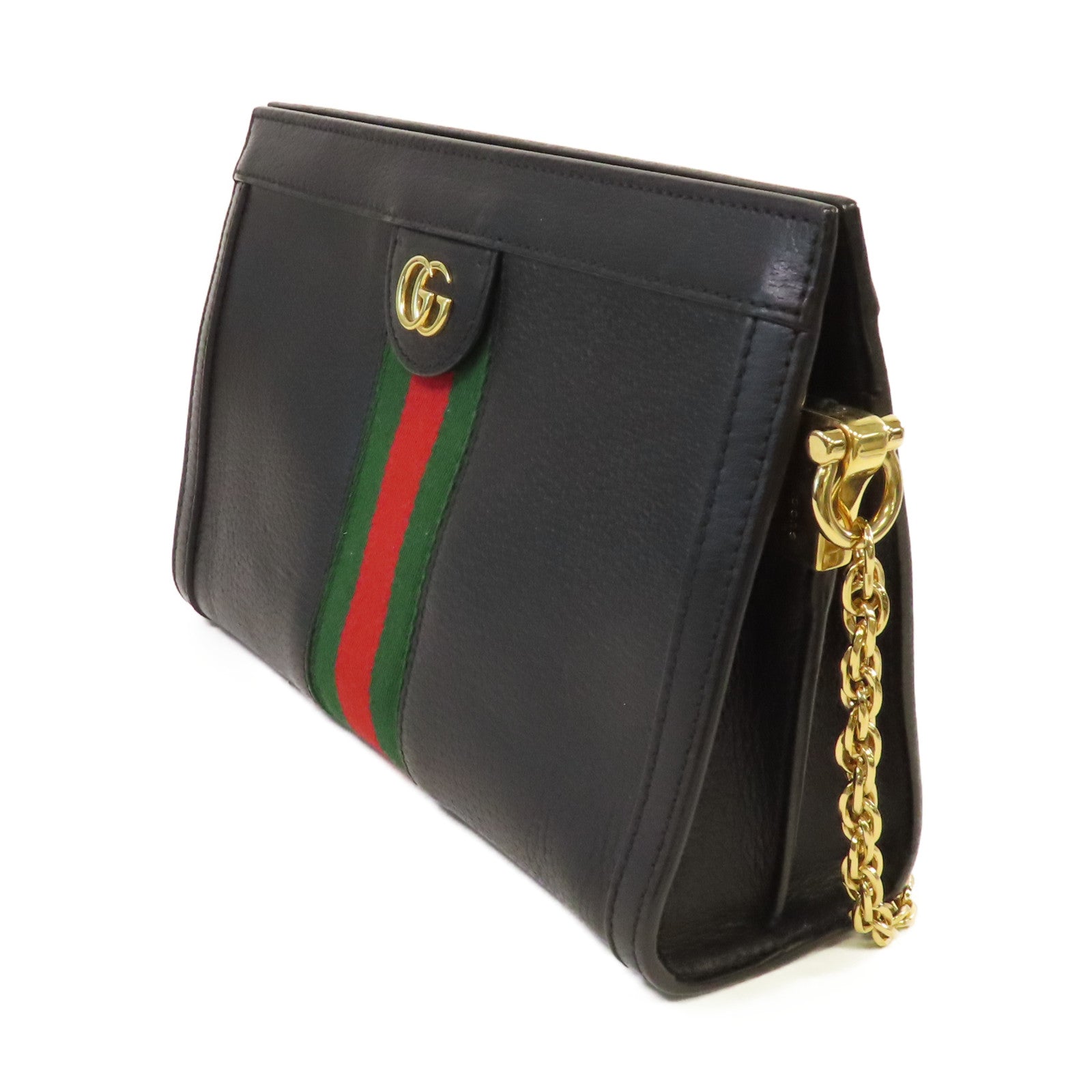 GUCCI 牛皮皮革Ophidia GG Shoulder Bag鏈帶肩背袋黑色