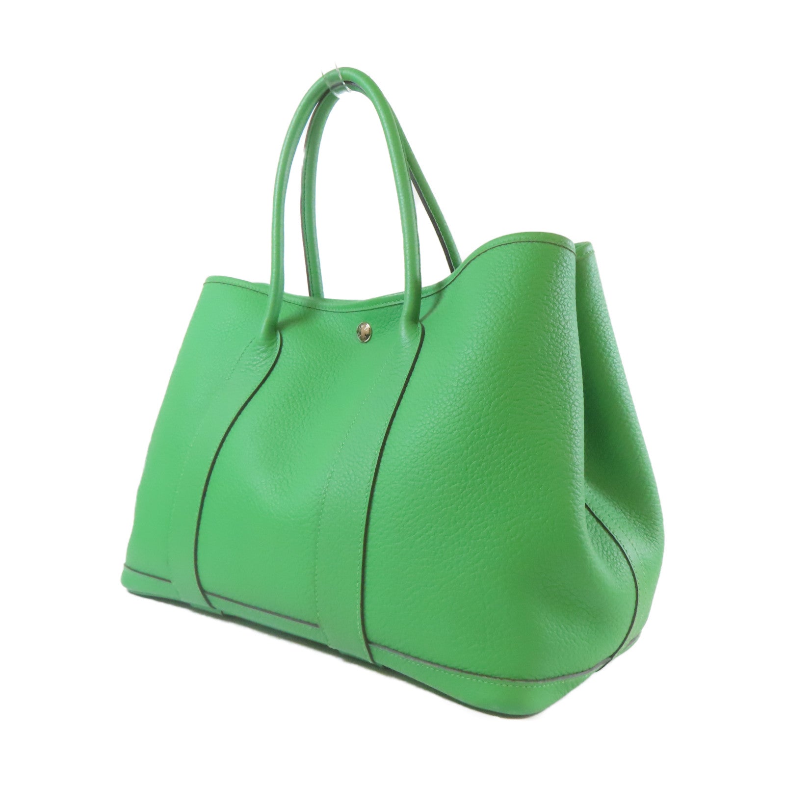 HERMES Negonda皮革GardenParty PM銀扣手挽袋綠色