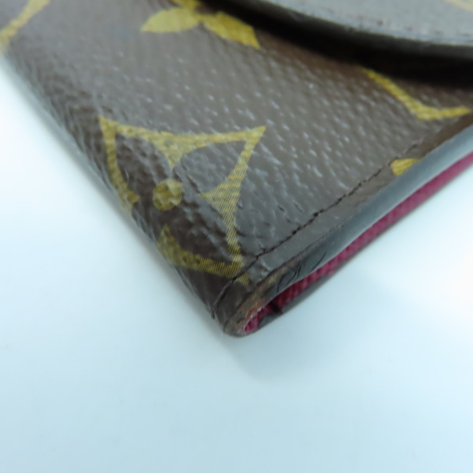 LOUIS VUITTON Monogram Card Case金扣卡片包棕色/紅色