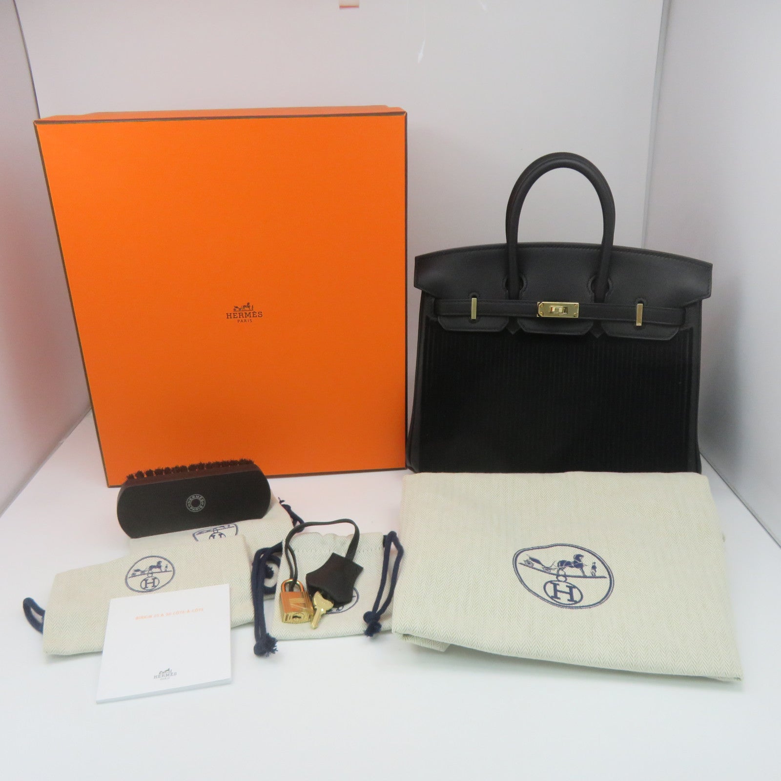 HERMES 【激減優惠】Swift皮革Birkin 25 Hand Bag金扣手挽袋黑色