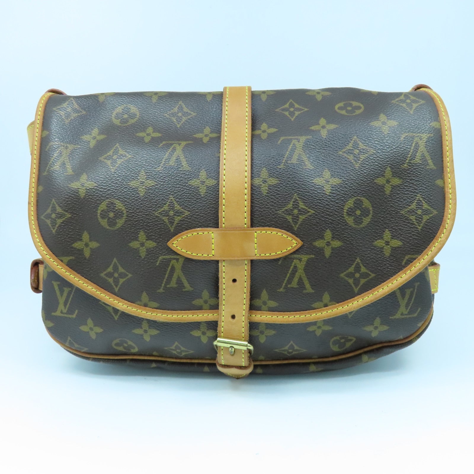 LOUIS VUITTON Monogram Saumur 30金扣肩背袋啡色