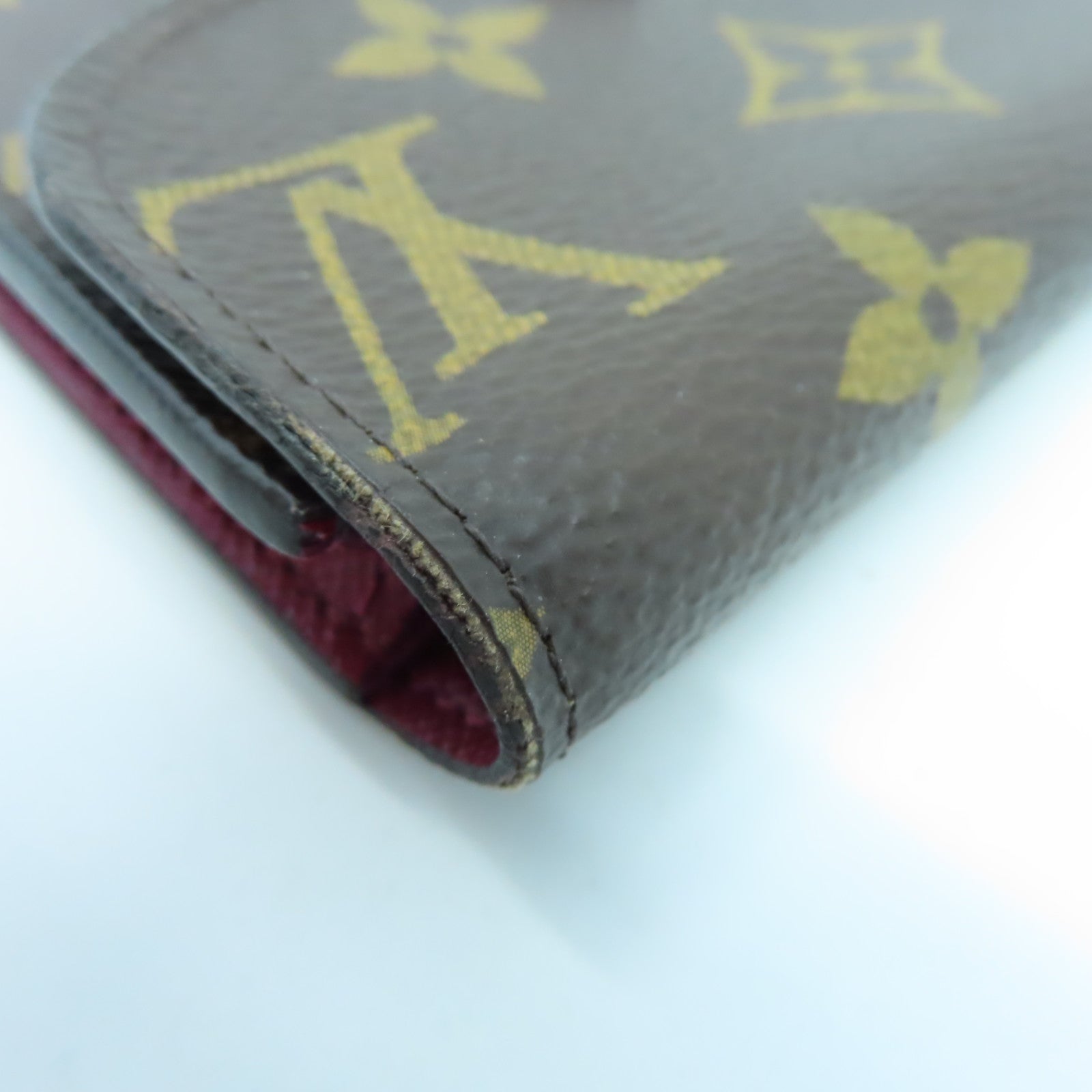 LOUIS VUITTON Monogram Card Case金扣卡片包棕色/紅色