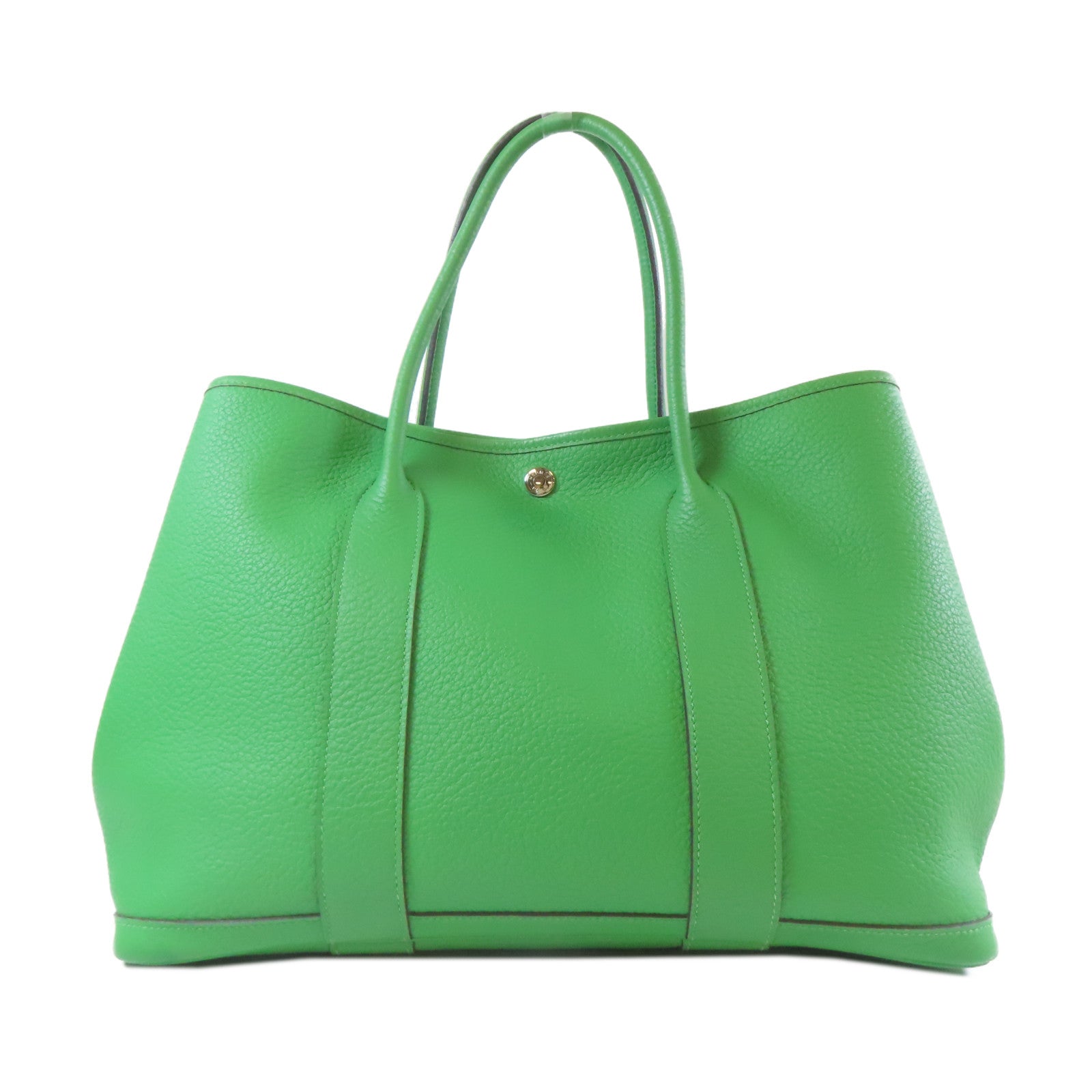 HERMES Negonda皮革GardenParty PM銀扣手挽袋綠色