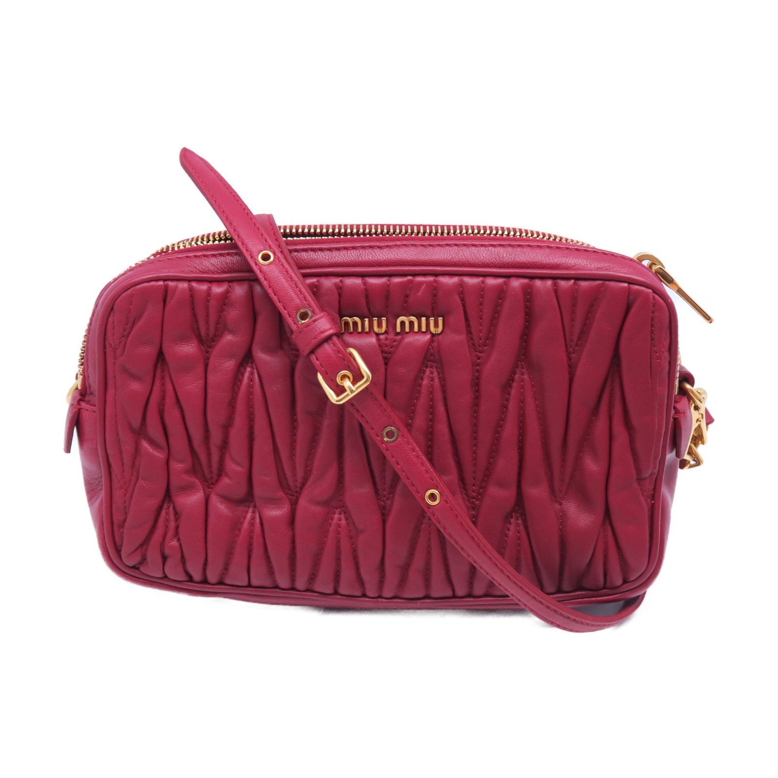 Miu Miu 羊皮皮革Shoulder Bag金扣肩背袋紅色