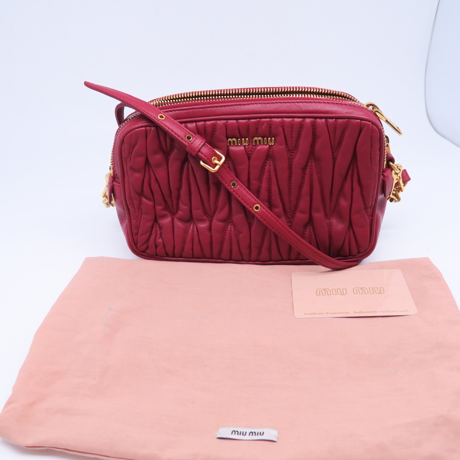 Miu Miu 羊皮皮革Shoulder Bag金扣肩背袋紅色