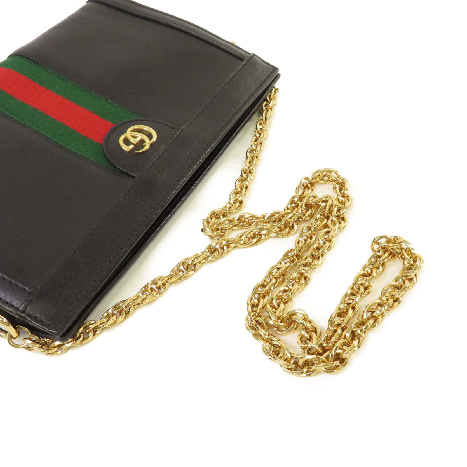 GUCCI 牛皮皮革Ophidia GG Shoulder Bag鏈帶肩背袋黑色