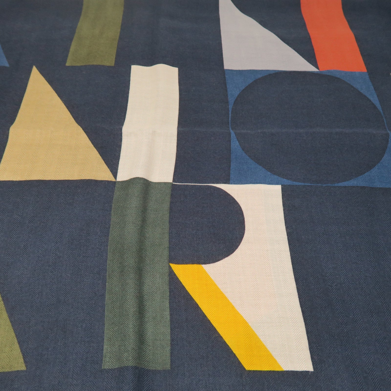 HERMES Wool Scarf 100X100cm Silk Scarf Blue/Green/Orange