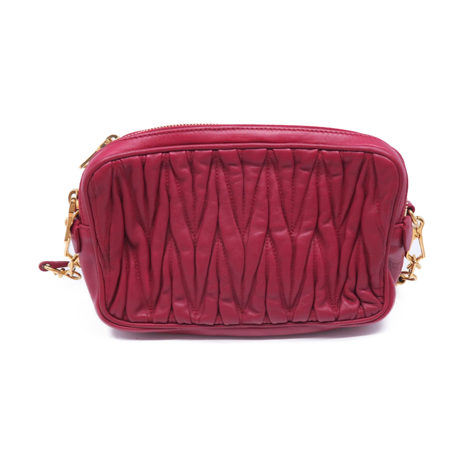 Miu Miu 羊皮皮革Shoulder Bag金扣肩背袋紅色
