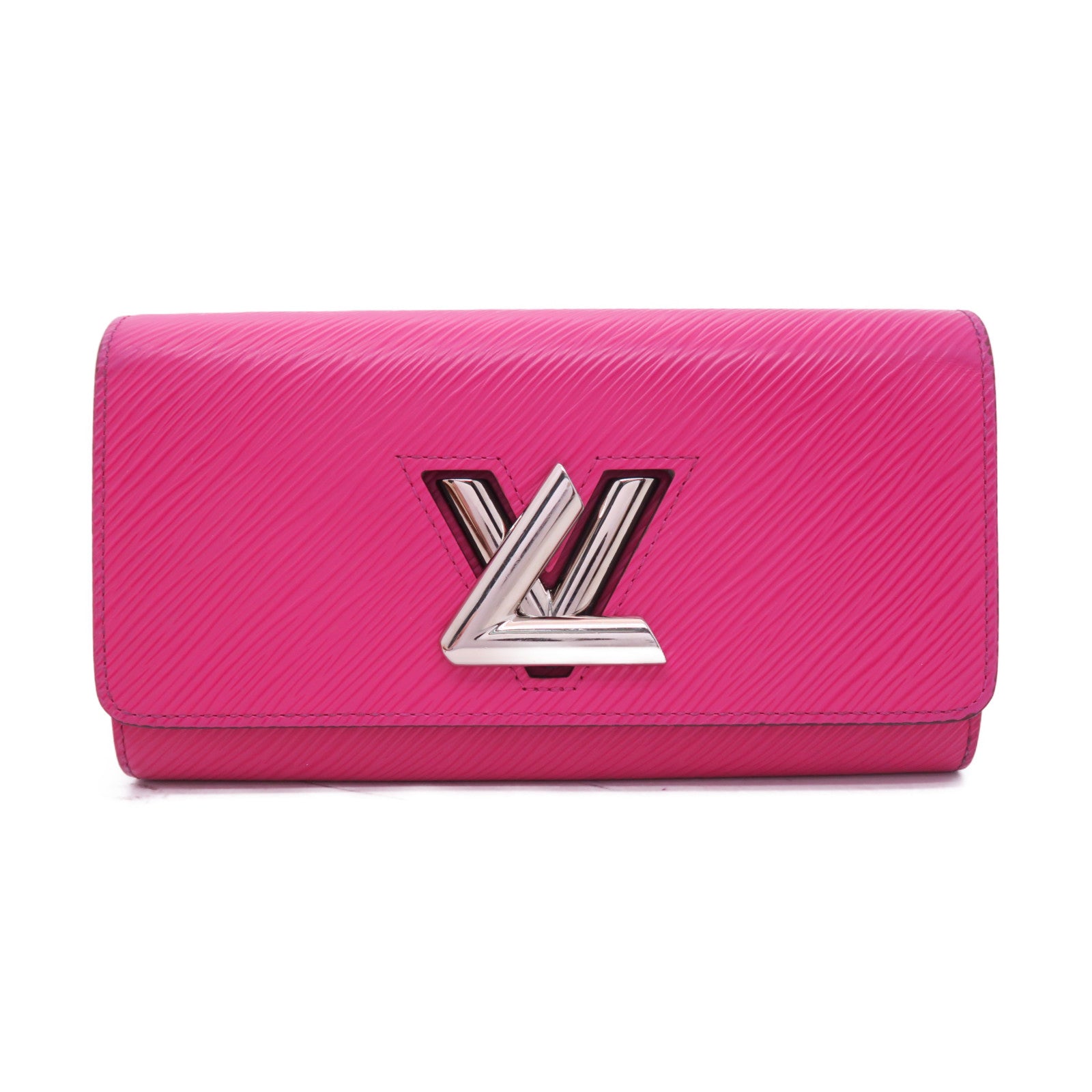 LOUIS VUITTON Epi Twist Wallet銀扣長錢包桃紅色