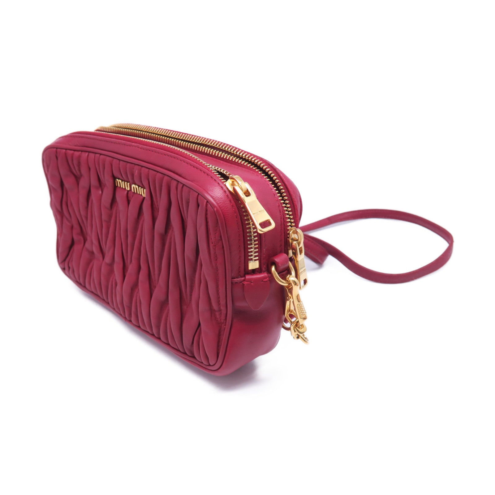 Miu Miu 羊皮皮革Shoulder Bag金扣肩背袋紅色