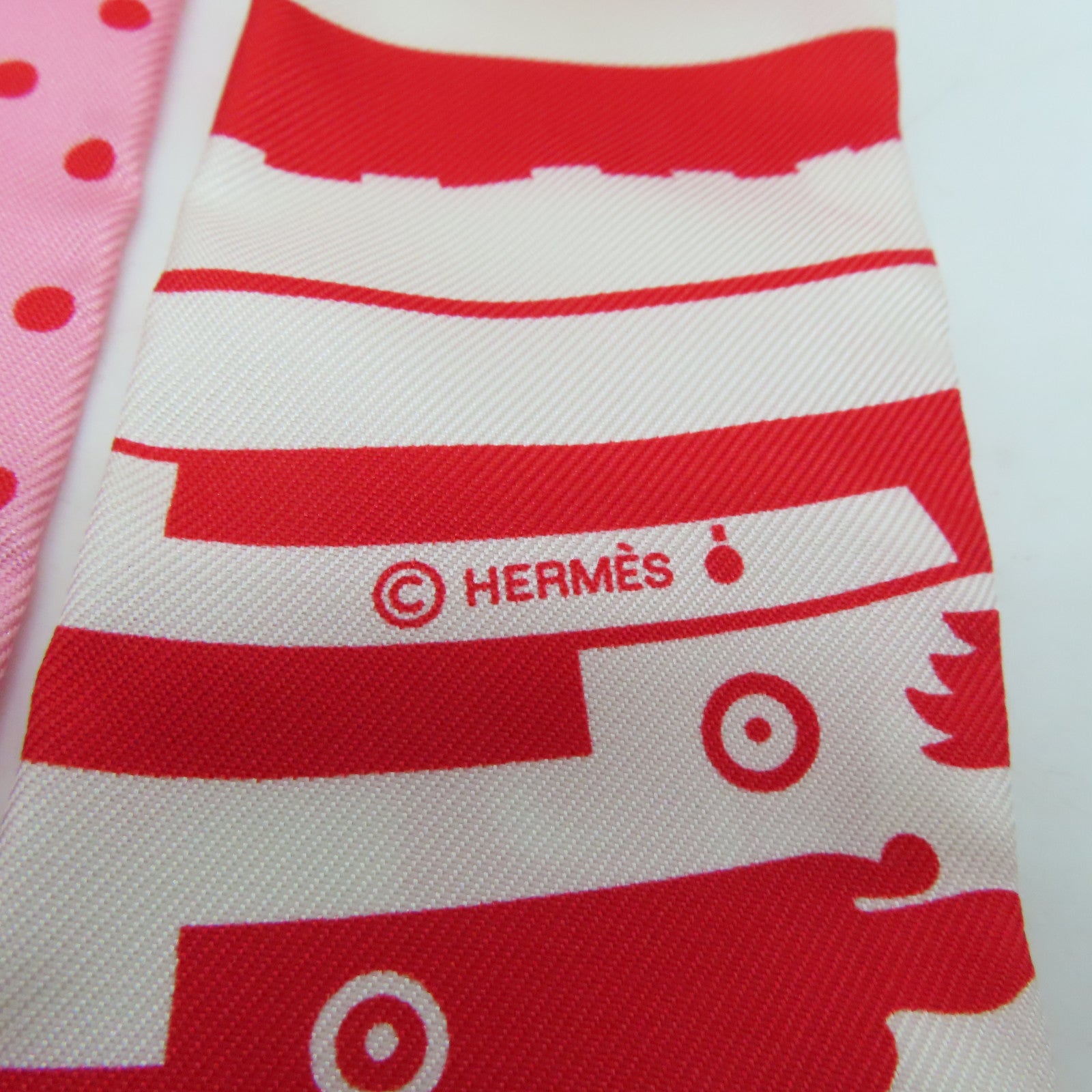 HERMES 【激减优惠】丝质Twilly丝巾粉红色