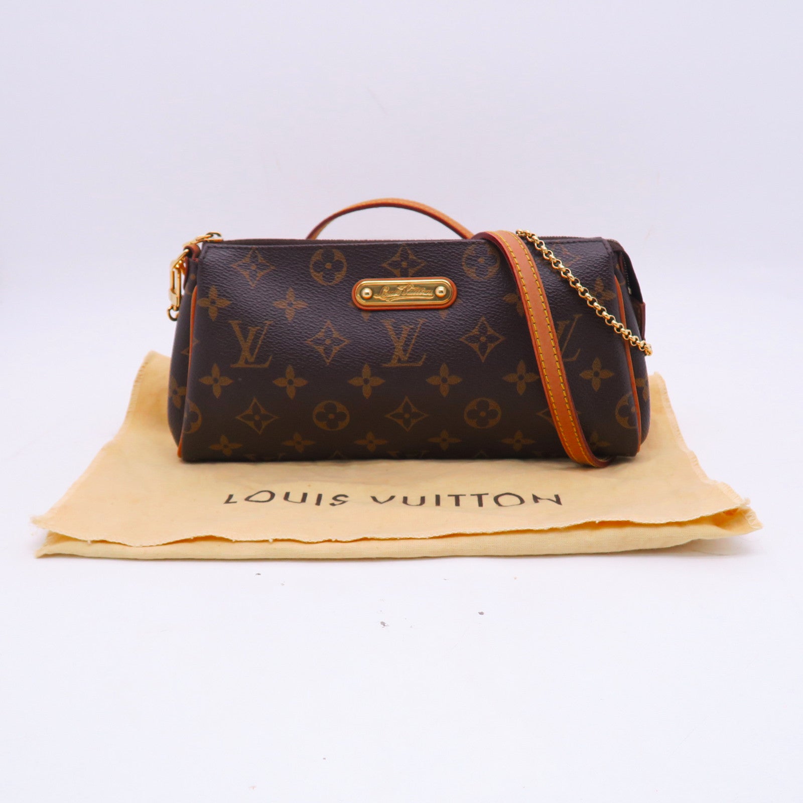 LOUIS VUITTON Monogram Eva金扣手挽肩背兩用袋棕色