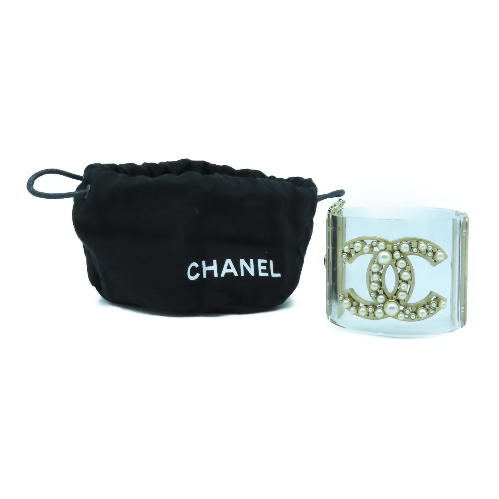 CHANEL 金屬Bangle手鐲透明/金色