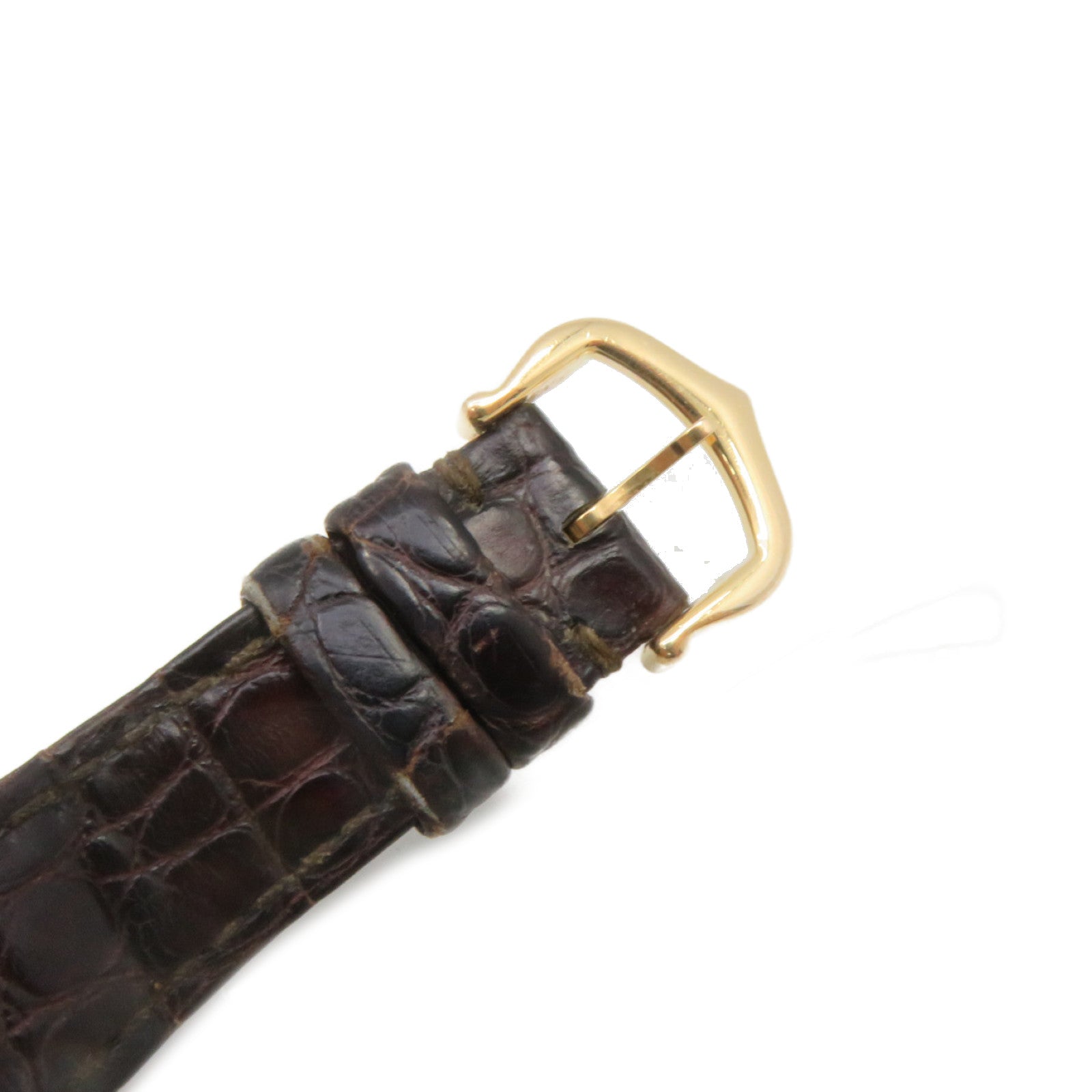 CARTIER 鱷魚皮革Ronde Solo 18K黃金/不鏽鋼手錶石英機芯白色