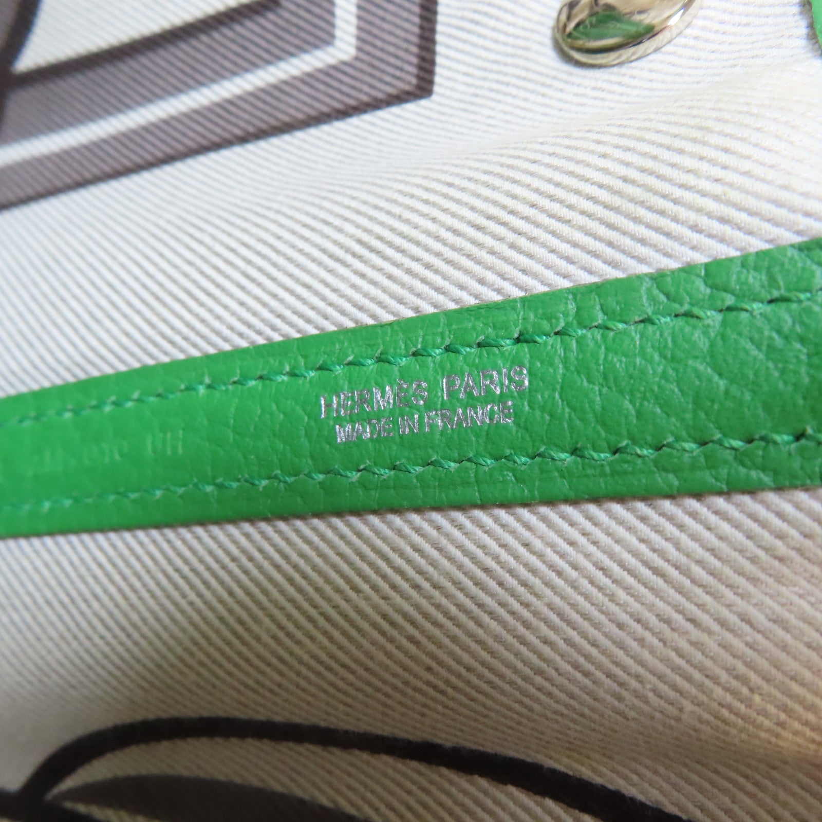 HERMES Negonda皮革GardenParty PM銀扣手挽袋綠色
