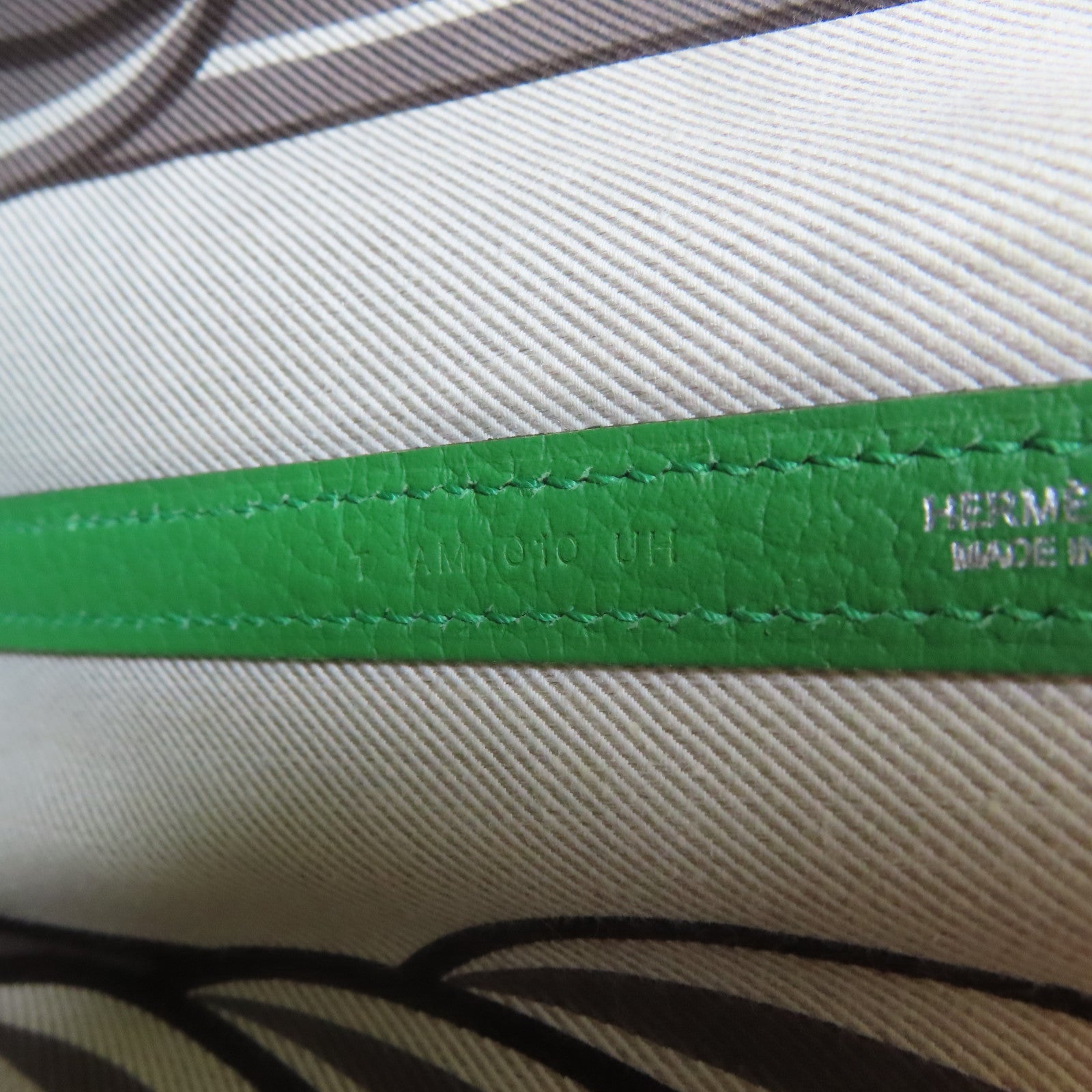 HERMES Negonda皮革GardenParty PM銀扣手挽袋綠色