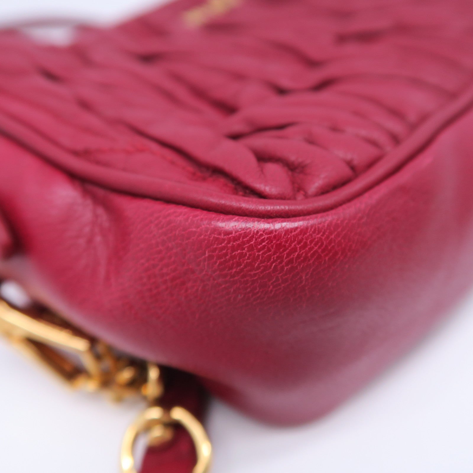 Miu Miu 羊皮皮革Shoulder Bag金扣肩背袋紅色