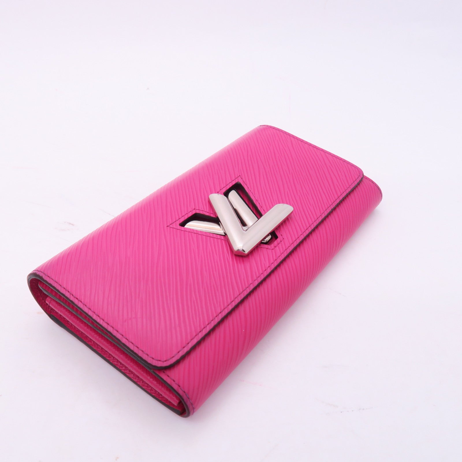 LOUIS VUITTON Epi Twist Wallet銀扣長錢包桃紅色