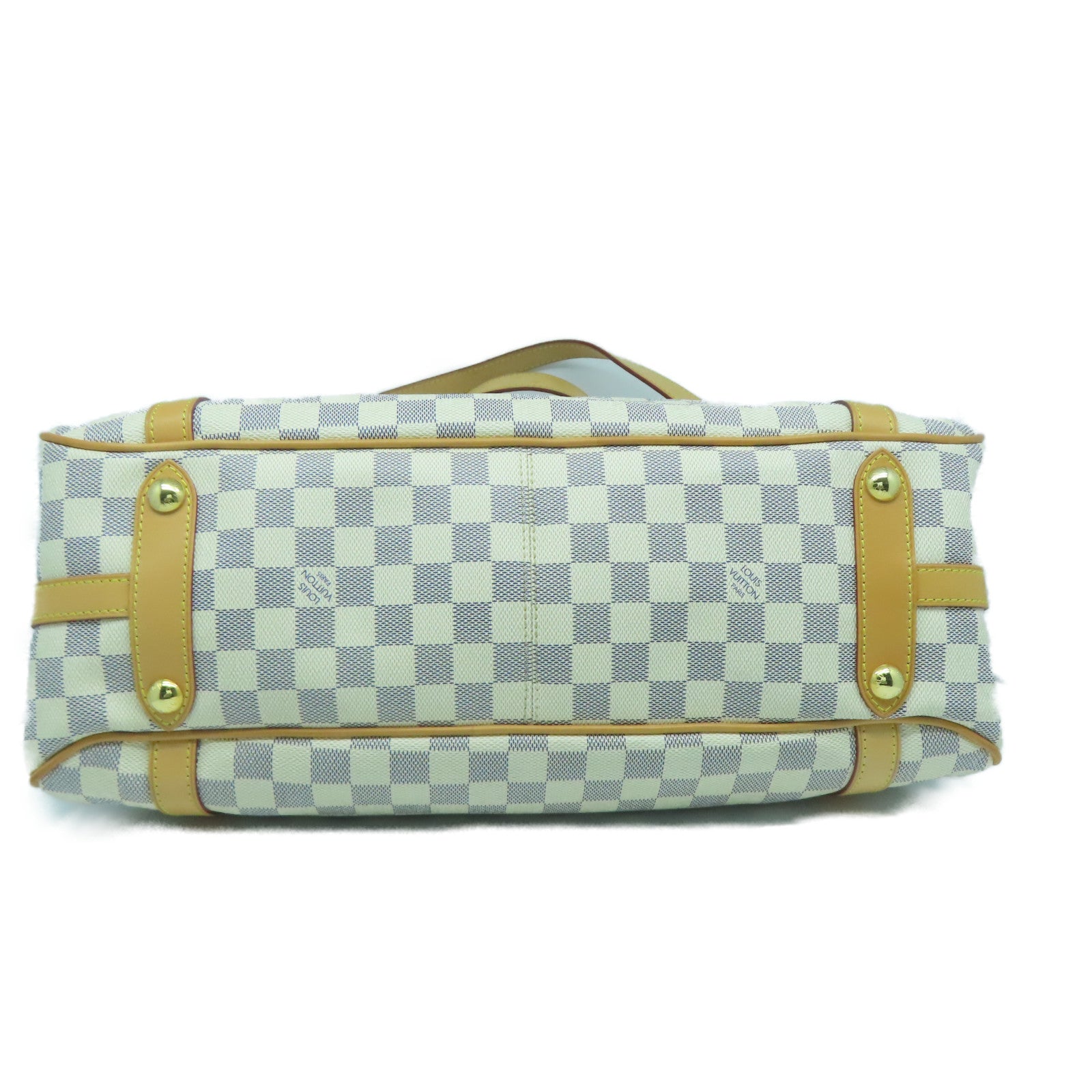 LOUIS VUITTON Damier Azur Stresa GM金扣肩背袋白色
