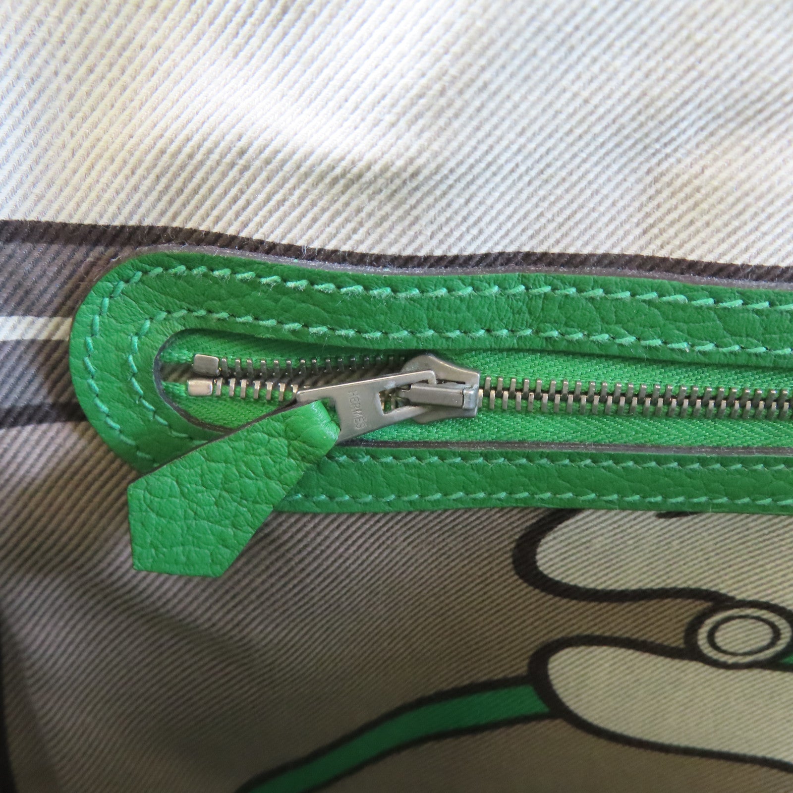 HERMES Negonda皮革GardenParty PM銀扣手挽袋綠色