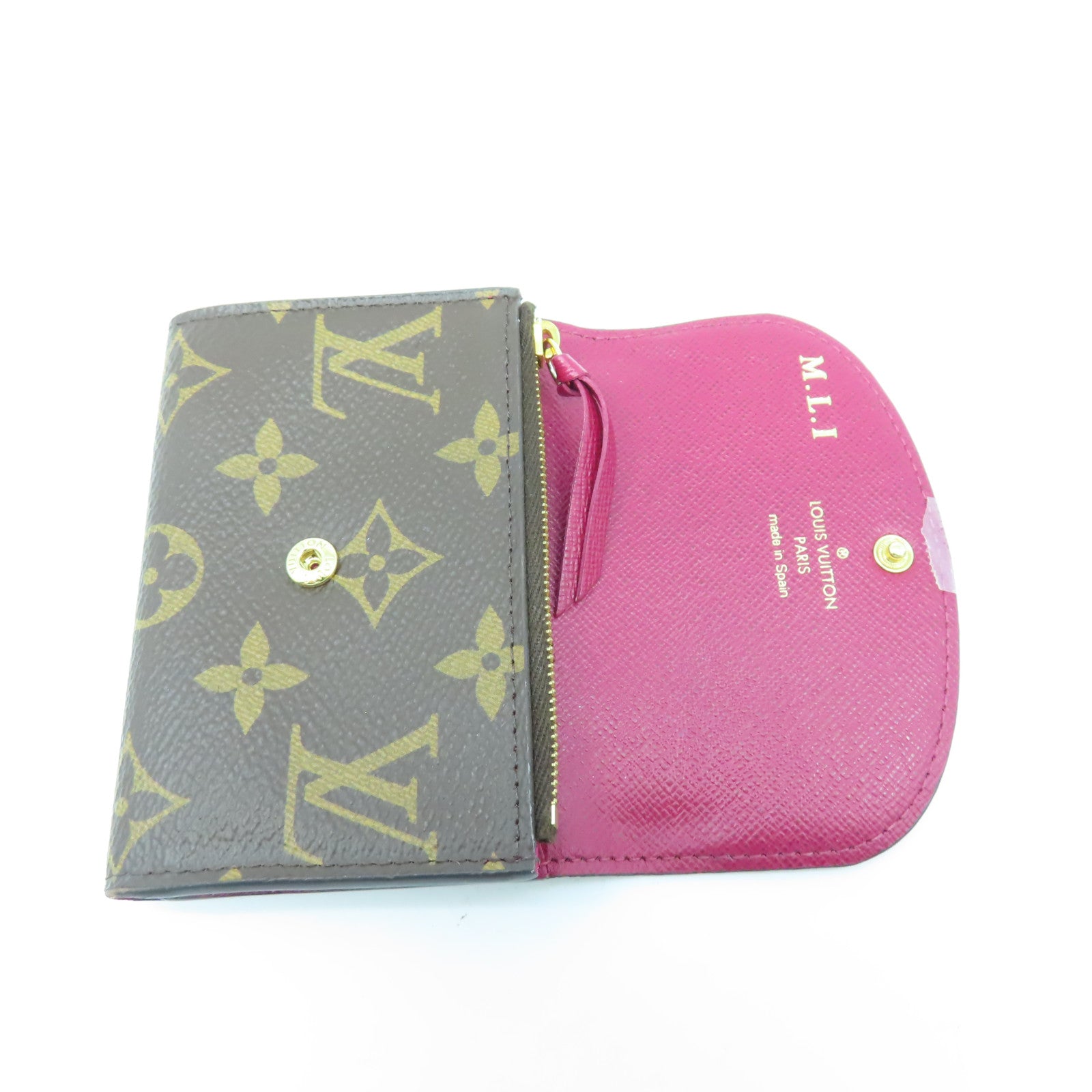 LOUIS VUITTON Monogram Card Case金扣卡片包棕色/紅色