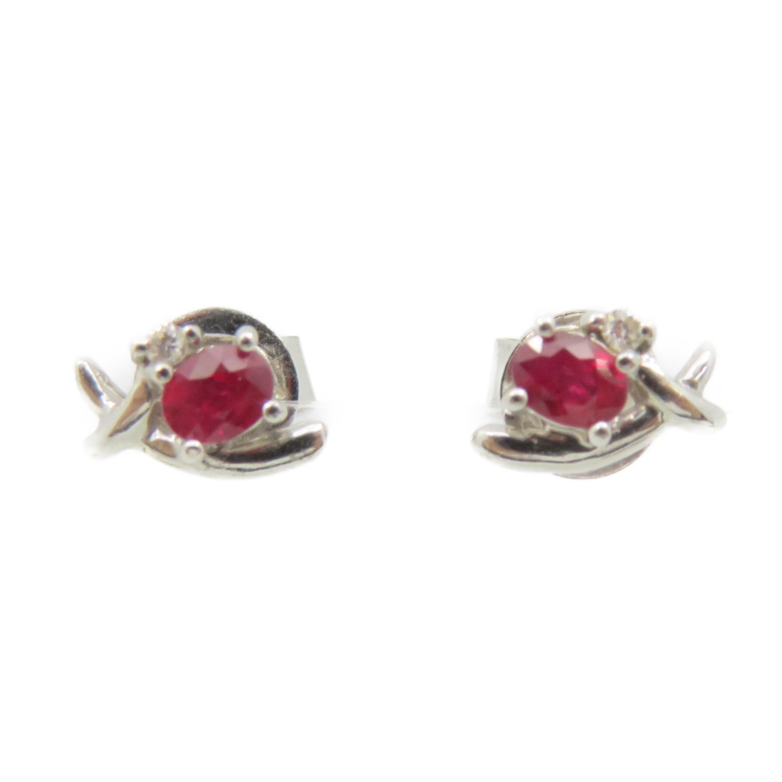 JEWELRY 18K白金Ruby Earrings 0.48ct红宝石耳环
