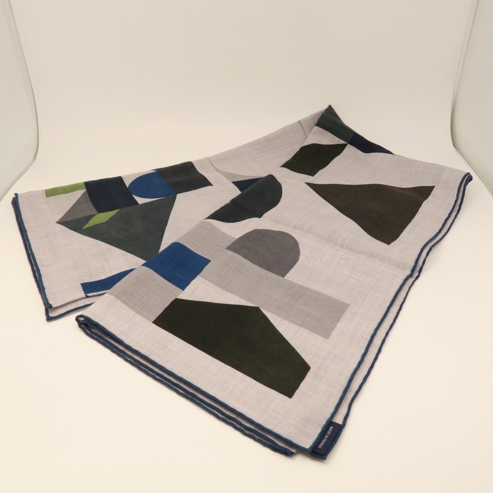 HERMES Wool Scarf 100X100cm Silk Scarf Grey/Blue