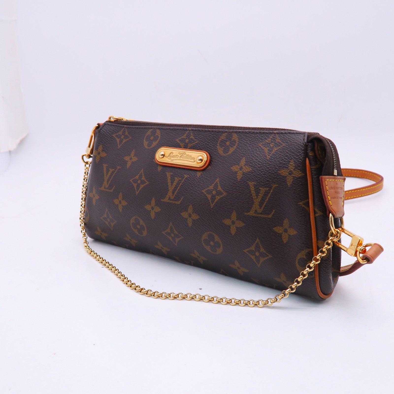 LOUIS VUITTON Monogram Eva金扣手挽肩背兩用袋棕色