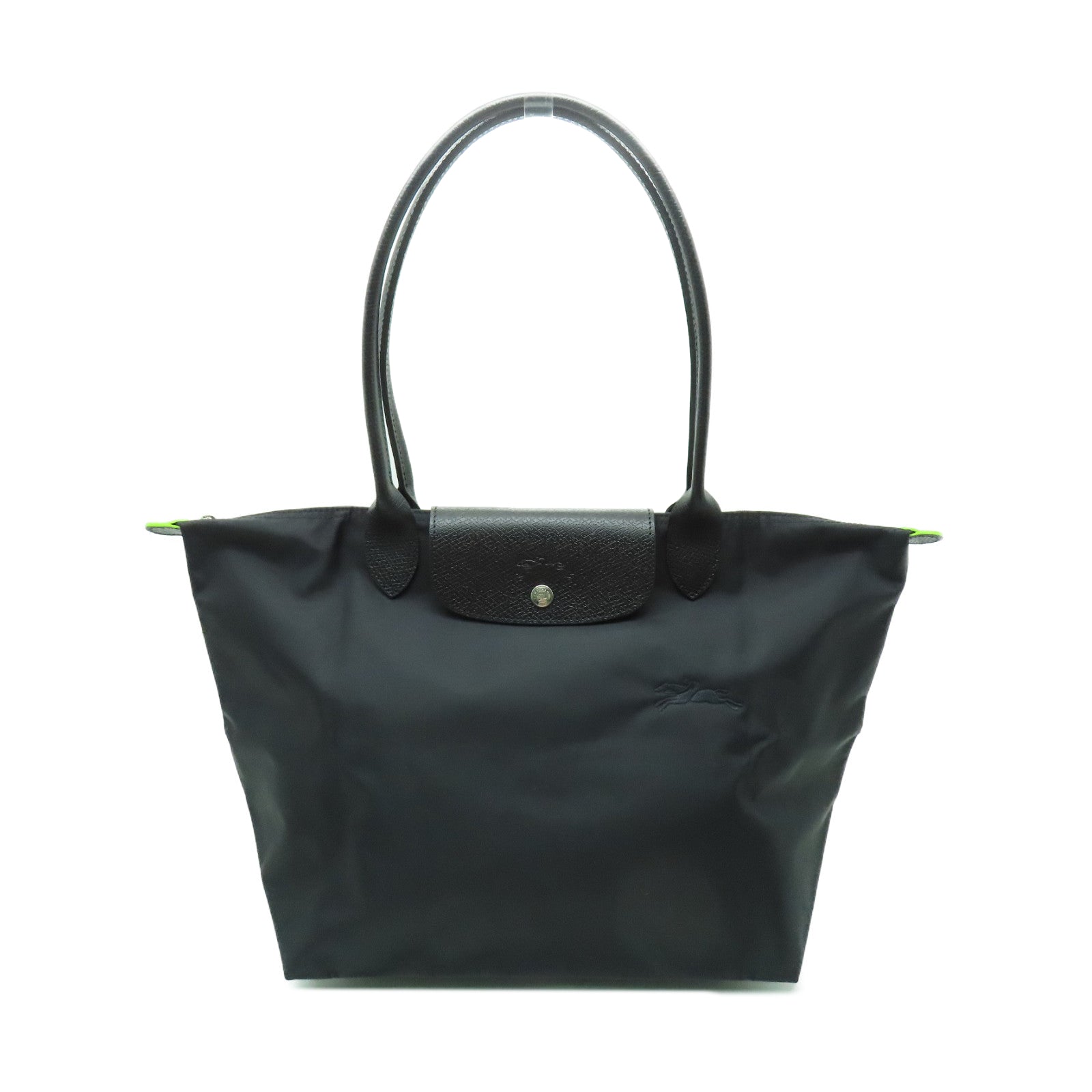 Longchamp 【激減優惠】尼龍/皮革Tote Bag銀扣手挽袋黑色