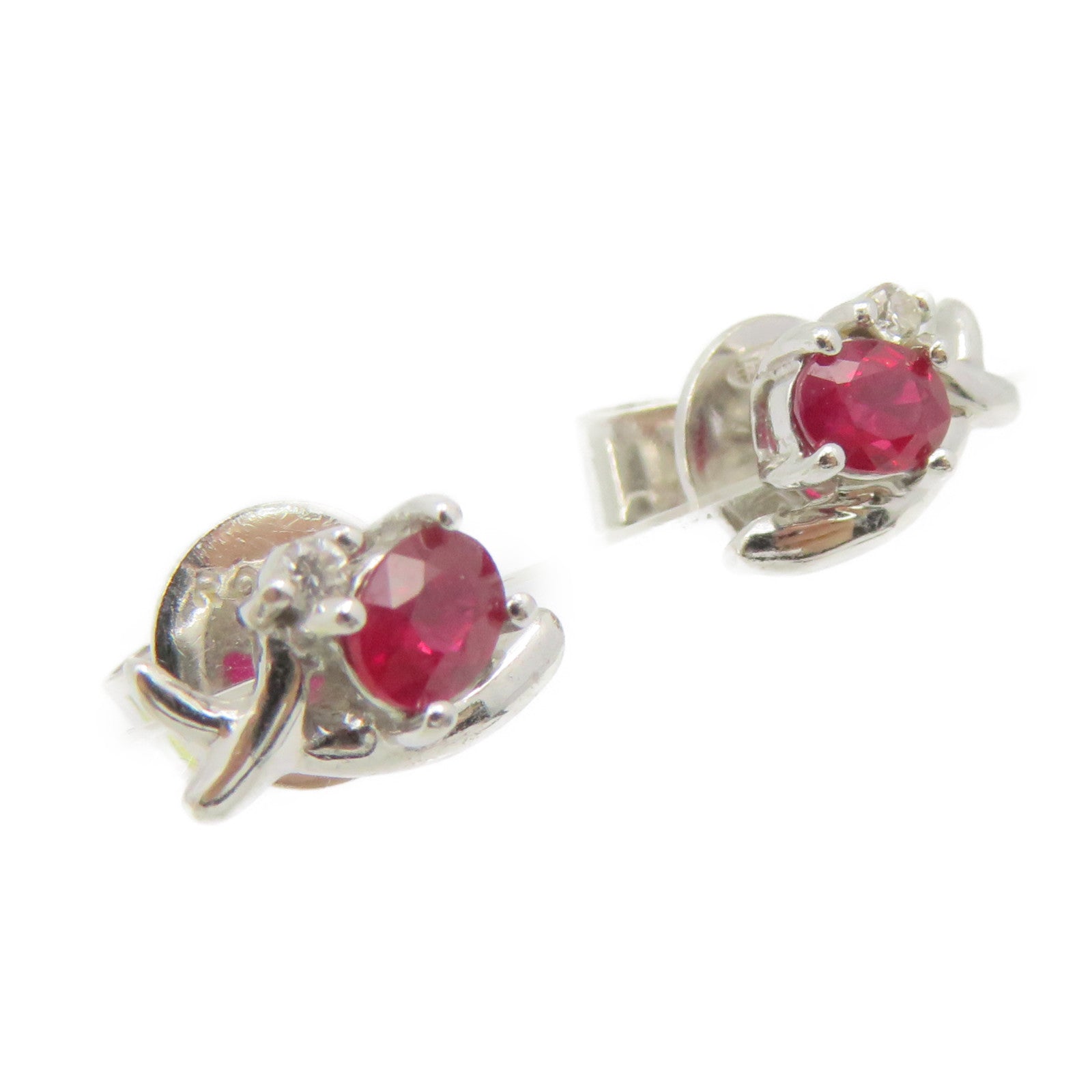 JEWELRY 18K白金Ruby Earrings 0.48ct红宝石耳环