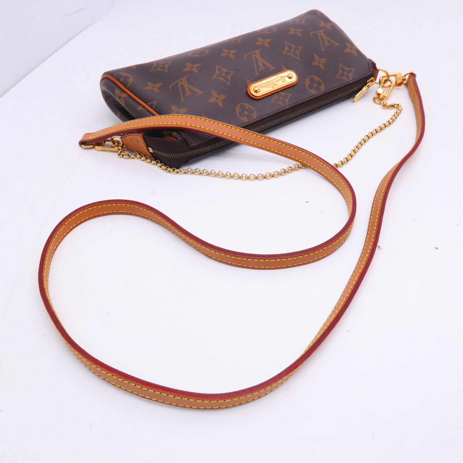 LOUIS VUITTON Monogram Eva金扣手挽肩背兩用袋棕色