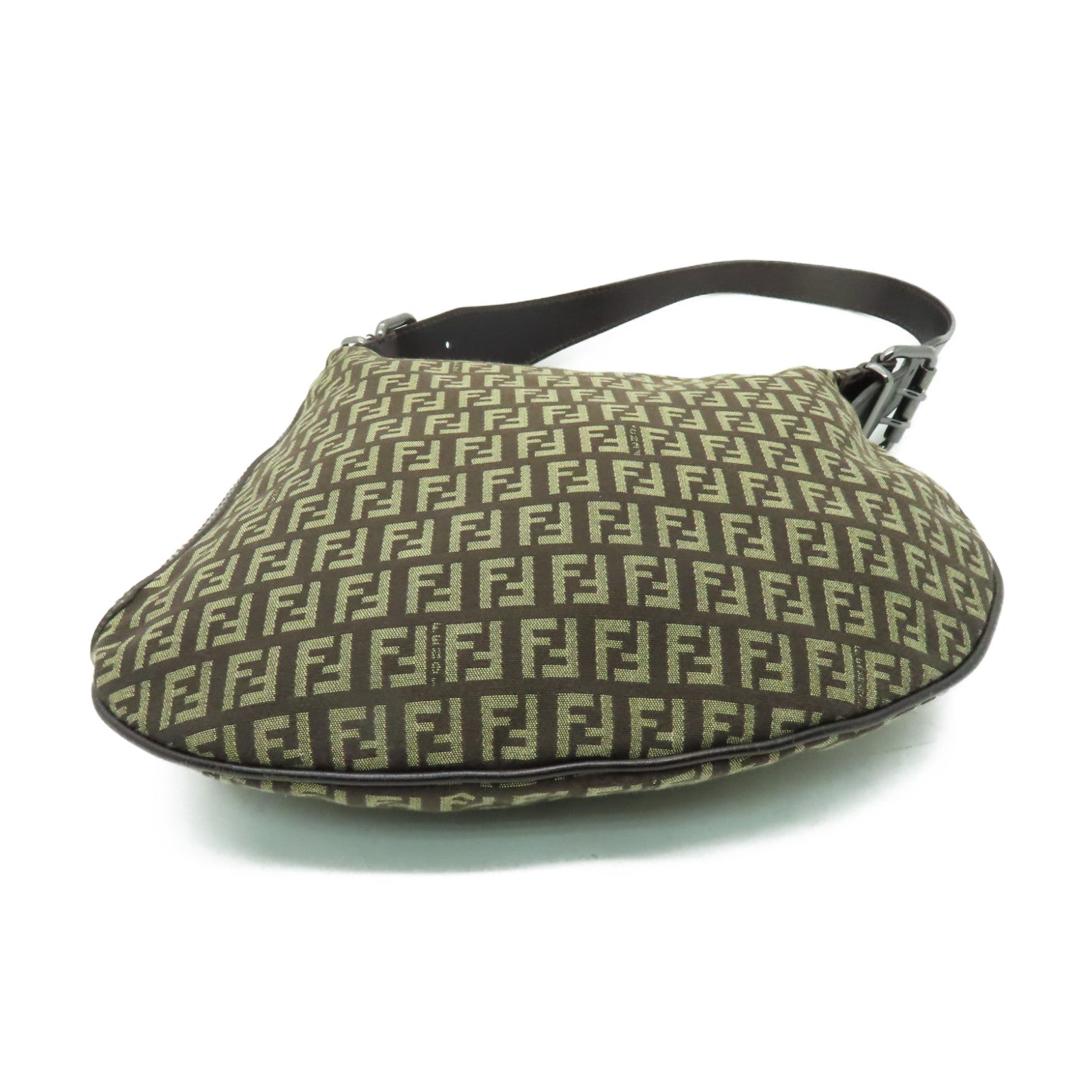 FENDI 帆布Shoulder Bag銀扣肩背袋啡色