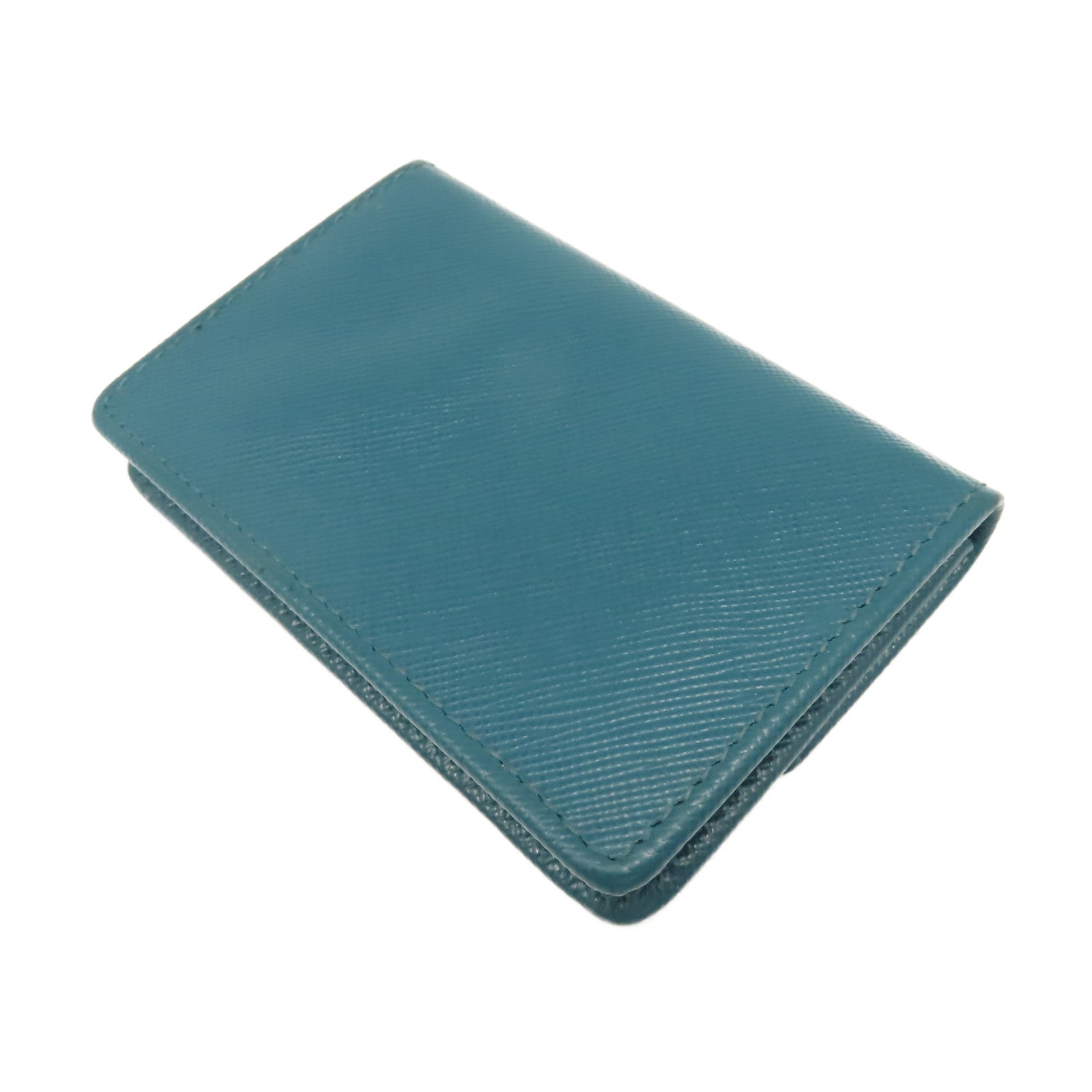 PRADA Saffiano皮革Card Case金扣卡片套綠色
