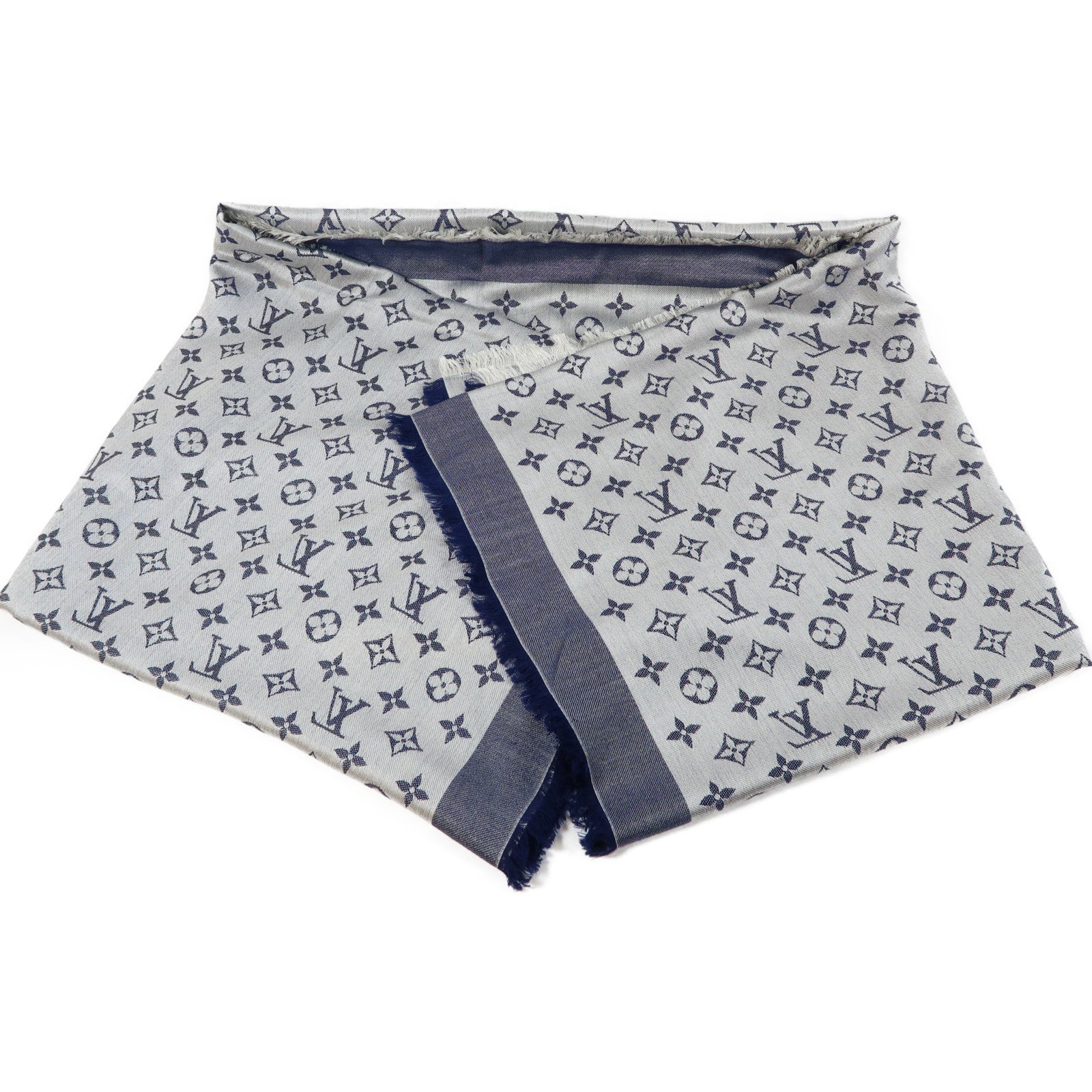 LOUIS VUITTON Monogram Denim Shawl Scarf圍巾藍色/灰色