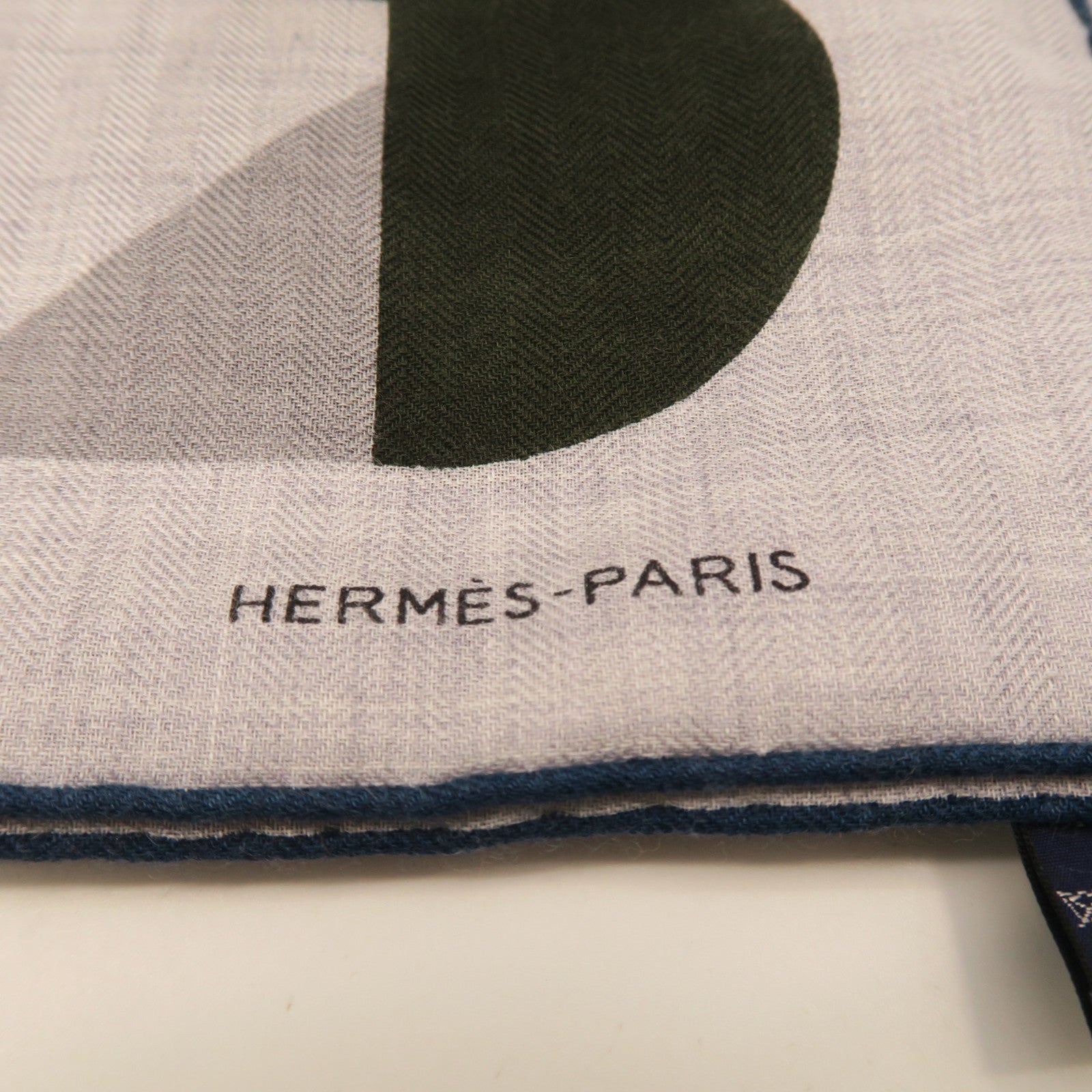 HERMES Wool Scarf 100X100cm Silk Scarf Grey/Blue