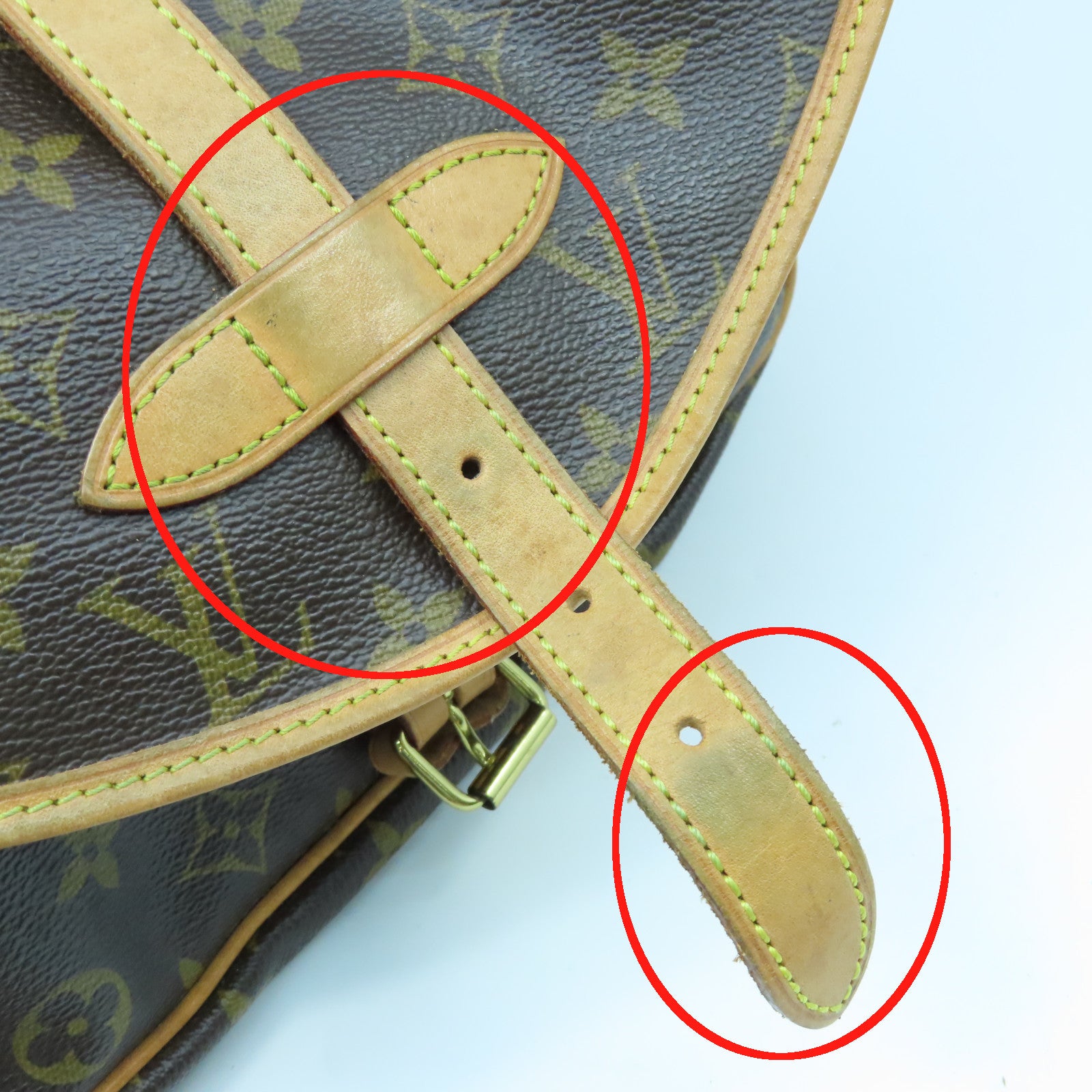LOUIS VUITTON Monogram Saumur 30金扣肩背袋啡色