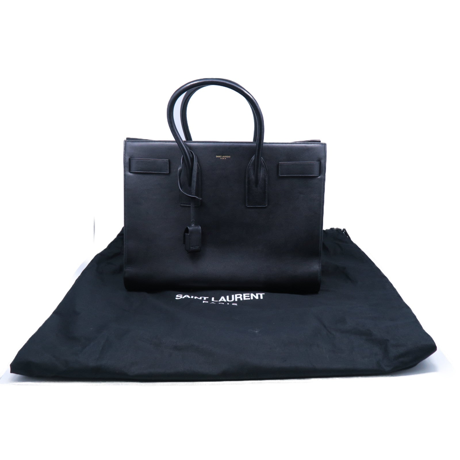 SAINT LAURENT 牛皮皮革Sac De Jou金扣手挽袋黑色